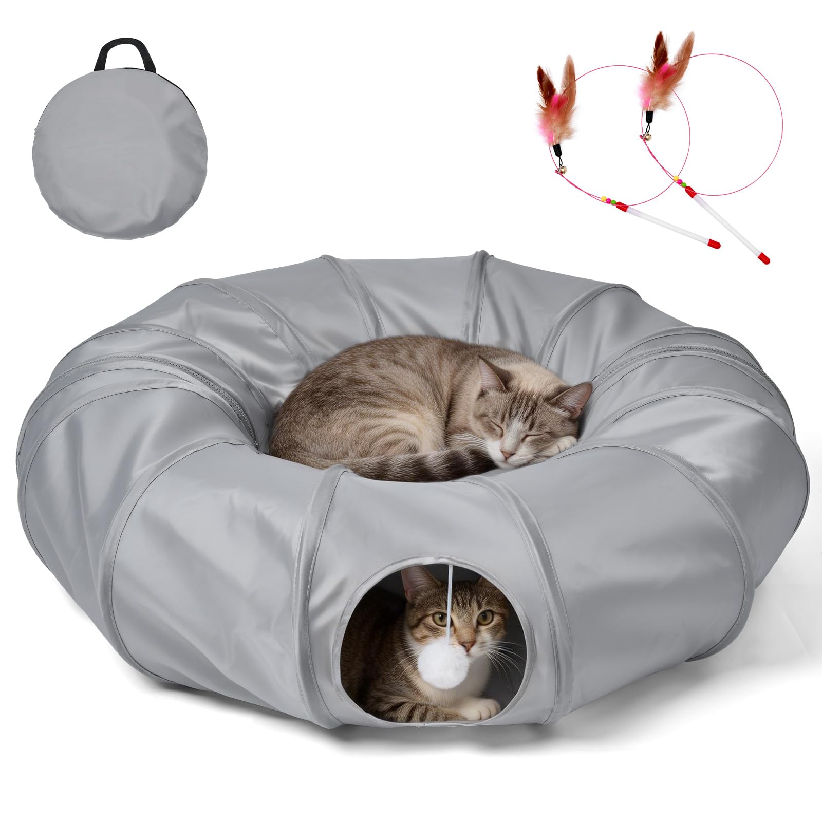 Odoland Cat Tunnel Bed, Interactive Cat Toy with Breathable Oxford Fabric, 2 Entry Points, Foldable Cat Play Tunnel for Indoor Cats/Kittens/Rabbits — image 1