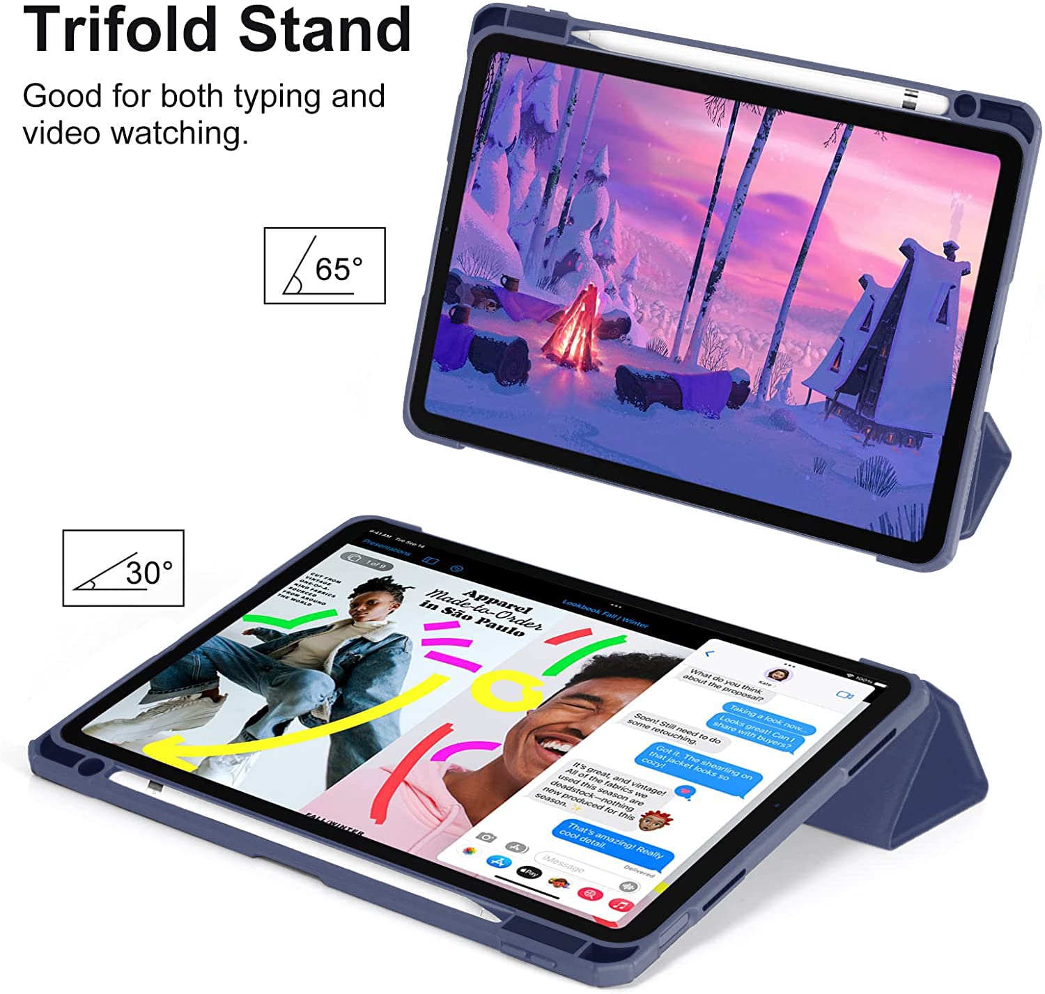 Robustrion Cover for iPad 11th (A16) / 10th Generation Cover Case (2025/2022) [Pencil Holder] (Right Side) [Auto Sleep Wake], Trifold Flip Stand Case for iPad 10th Gen / 11th Generation - Blue — Amazon image 5