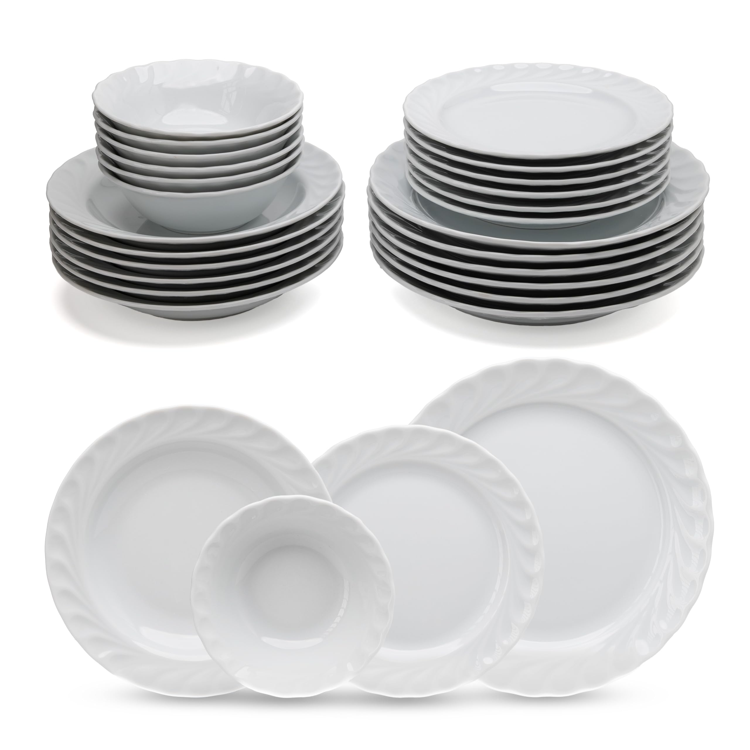 Vajilla de Porcelana Blanca 24 Piezas - Güral Porselen Damla - Completa y Elegante