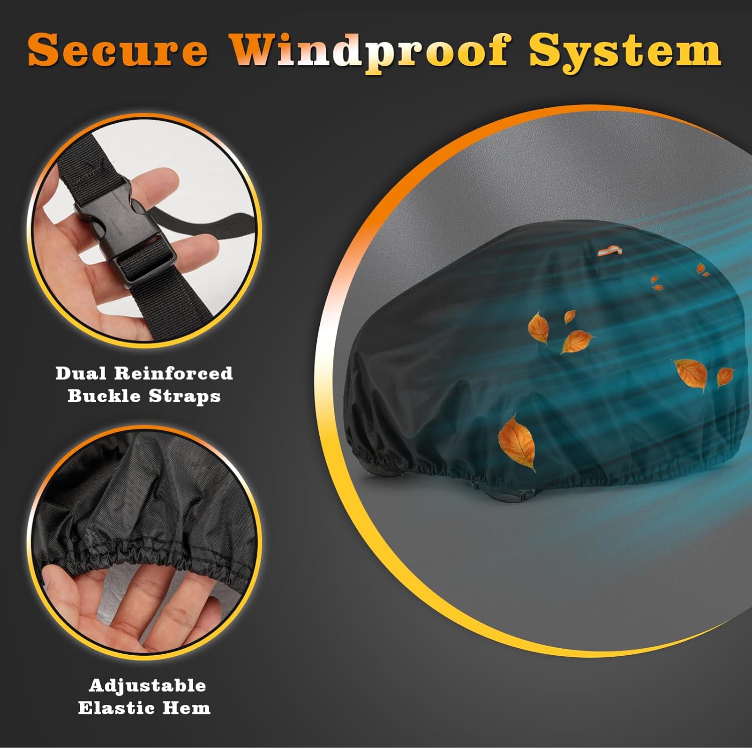 Saking Zero Turn Mower Cover, Waterproof & UV Protection Heavy Duty Lawn Mower Cover, Universal Fit for Decks Up to 60" with Drawstring & Buckles​, 79" L X 46" W X 55" H, Black