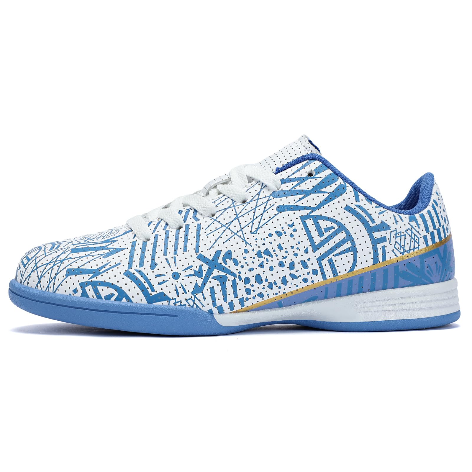 TMRUNI Boys Indoor Soccer Shoes Futsal Shoes for Girls Youth Indoor Soccer Cleats Blue