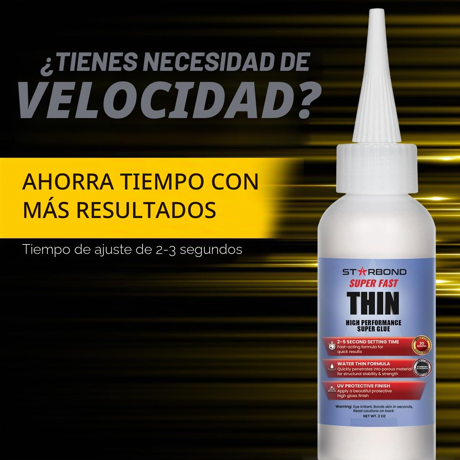 Starbond EM-02 Super Fast Thin - Adhesivo de cianoacrilato instantáneo prémium, pegamento instantáneo con una tapa adicional y micropuntas, 59 ml (para carpintería, tallado de bolígrafos, pasatiempos, estabilización, acabado, incrustación)