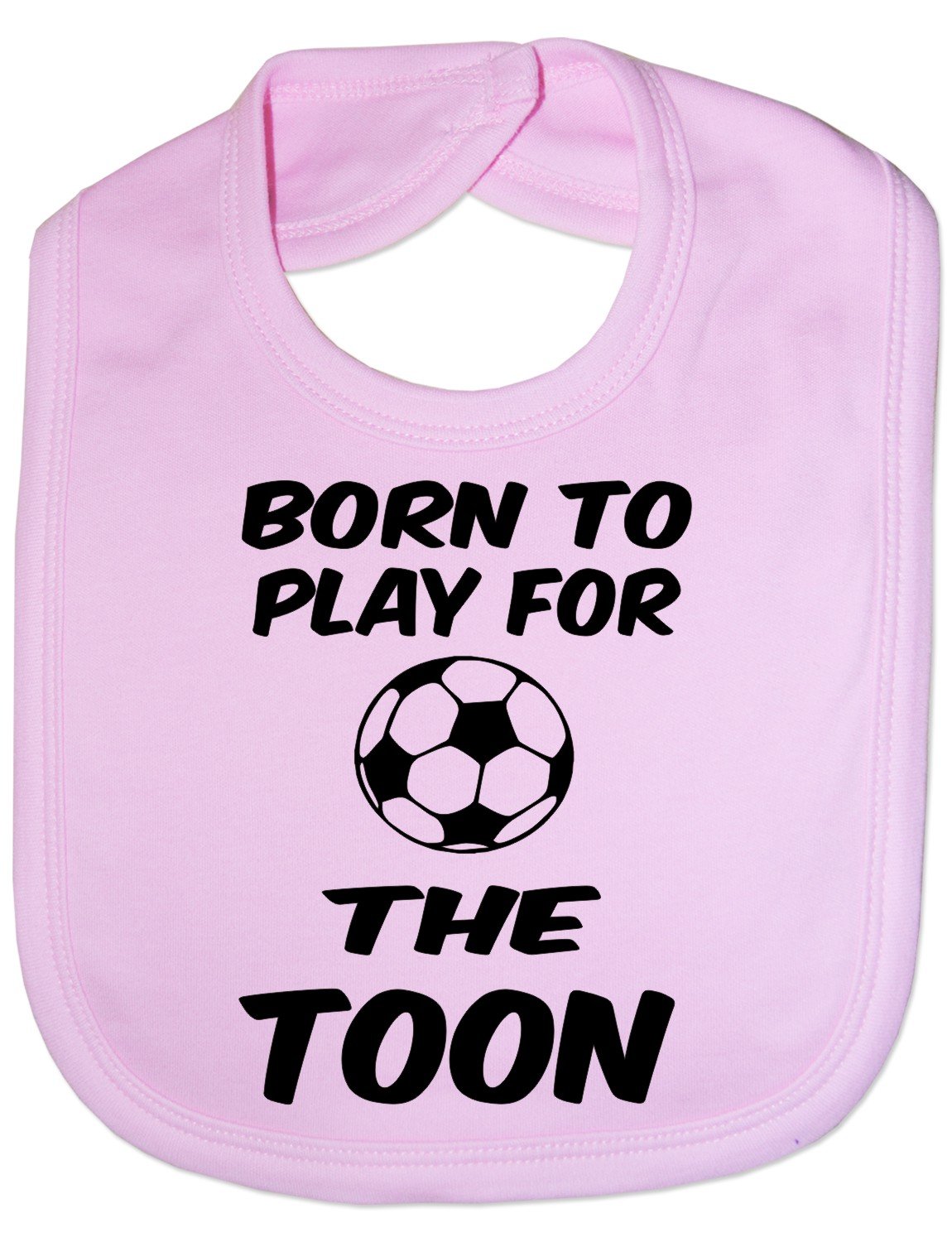 Print4u Pink Born To Play Toon/Newcastle - Funny Baby/Toddler/Newborn Bib - Baby Gift