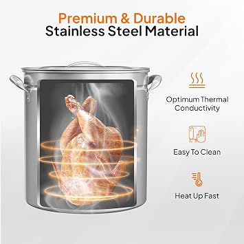 ROVSUN 36QT Stainless Steel Seafood Boil Pot with Strainer Basket, Lid & Hook, Versatile Stock Pot for Crab, Lobster, Shrimp Boiling, Heavy-Duty Turkey Fryer for Outdoor Cooking & Gatherings