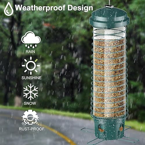 Miniatura 5 de LCSEVEN Comedero de pájaros para exteriores, a prueba de ardillas, para colgar en el exterior, alimentador de semillas de pájaros silvestres de