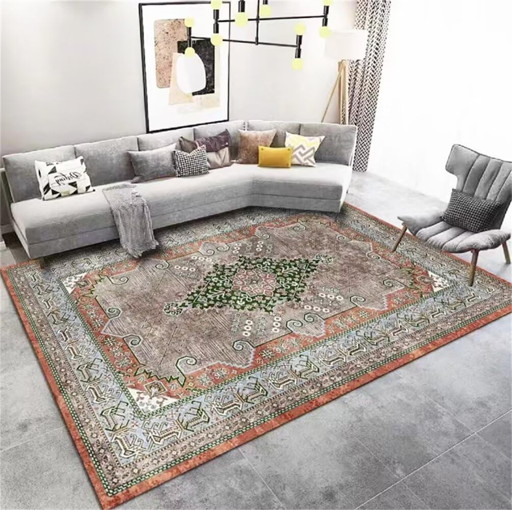 Tapis doux multicolore 160x210cm au tissage floral rétro haut de gamme pour salon