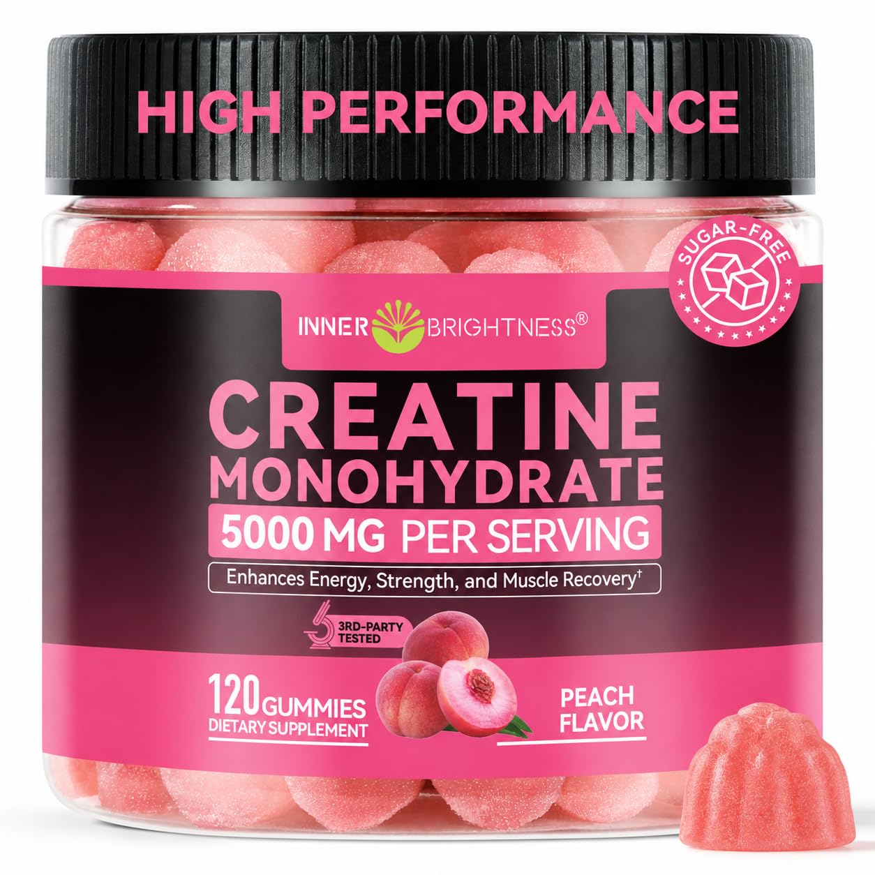 Inner Brightness Creatine Monohydrate Gummies for Men & Women 5000 mg, 3rd Party Tested, Creatine Chews for Muscle Growth, Strength & Energy Support, Sugar Free, Vegan, 120 Count — Amazon image 12