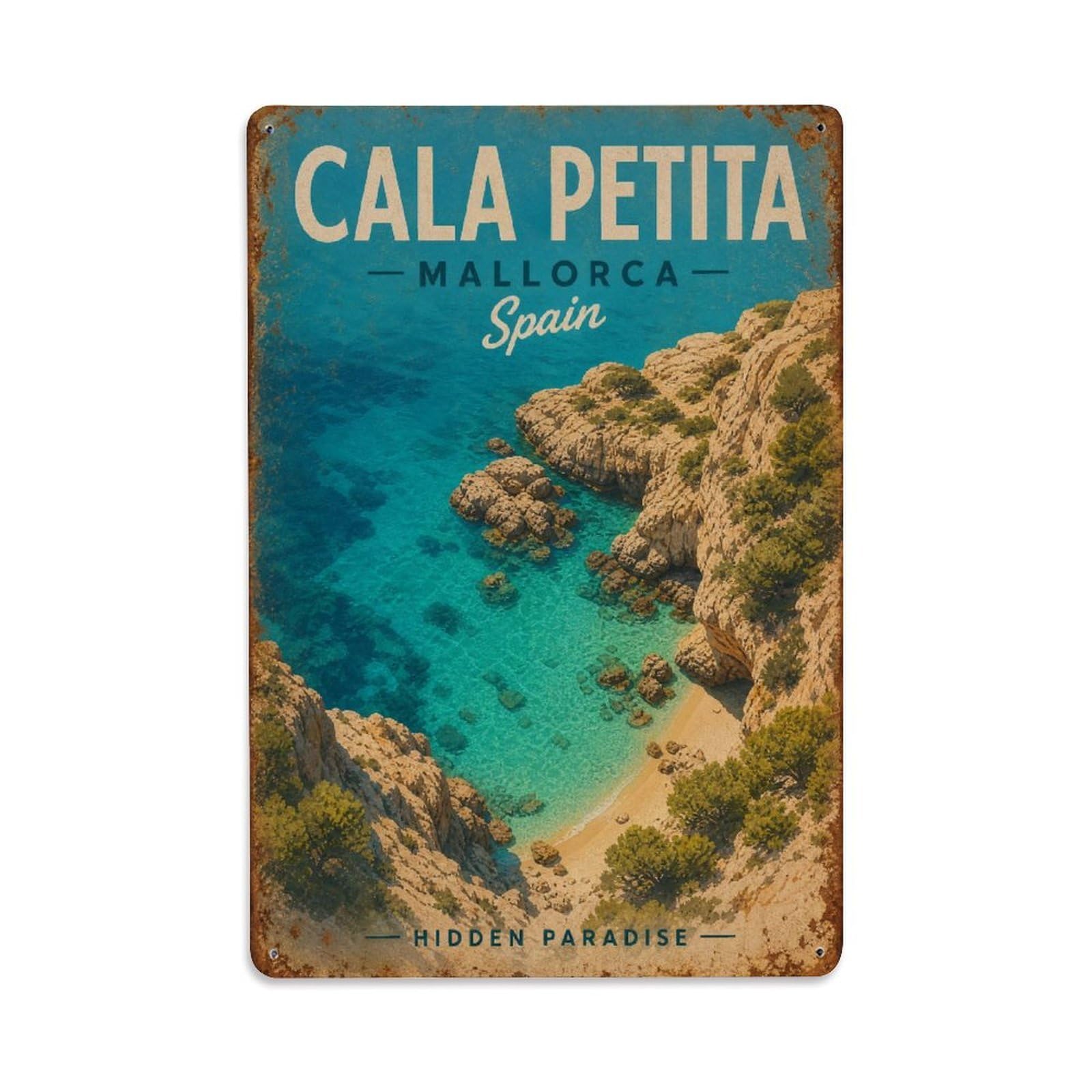 Metal Tin Sign Spain Mallorca Vintage Travel