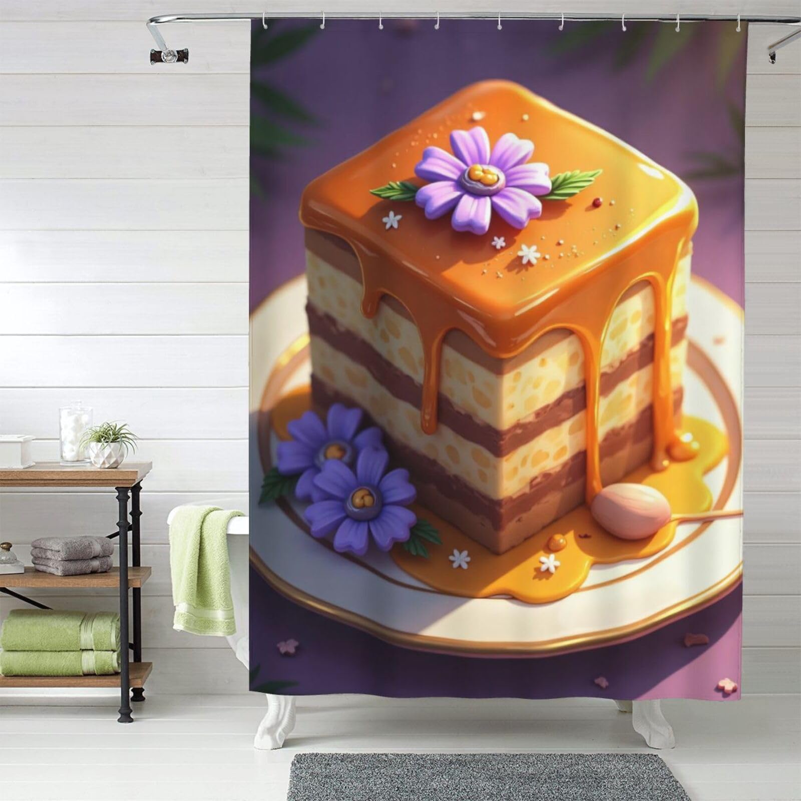 Rideau de douche gâteau n° 5 imprimé moderne tissu épais lavable 152x183 cm