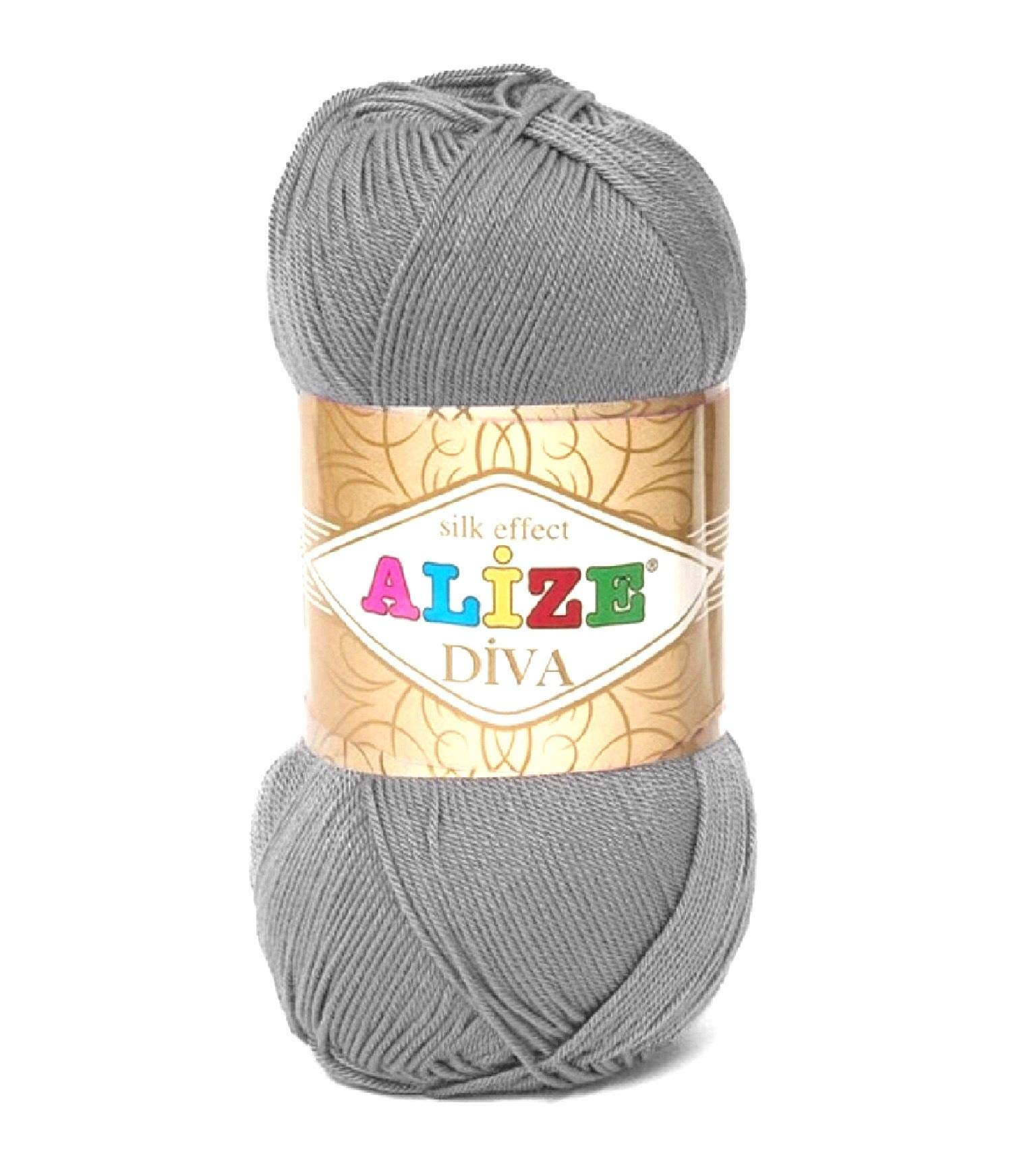 Alize Diva Silky Effect Grey No.348 Crochet and Knitting Yarn