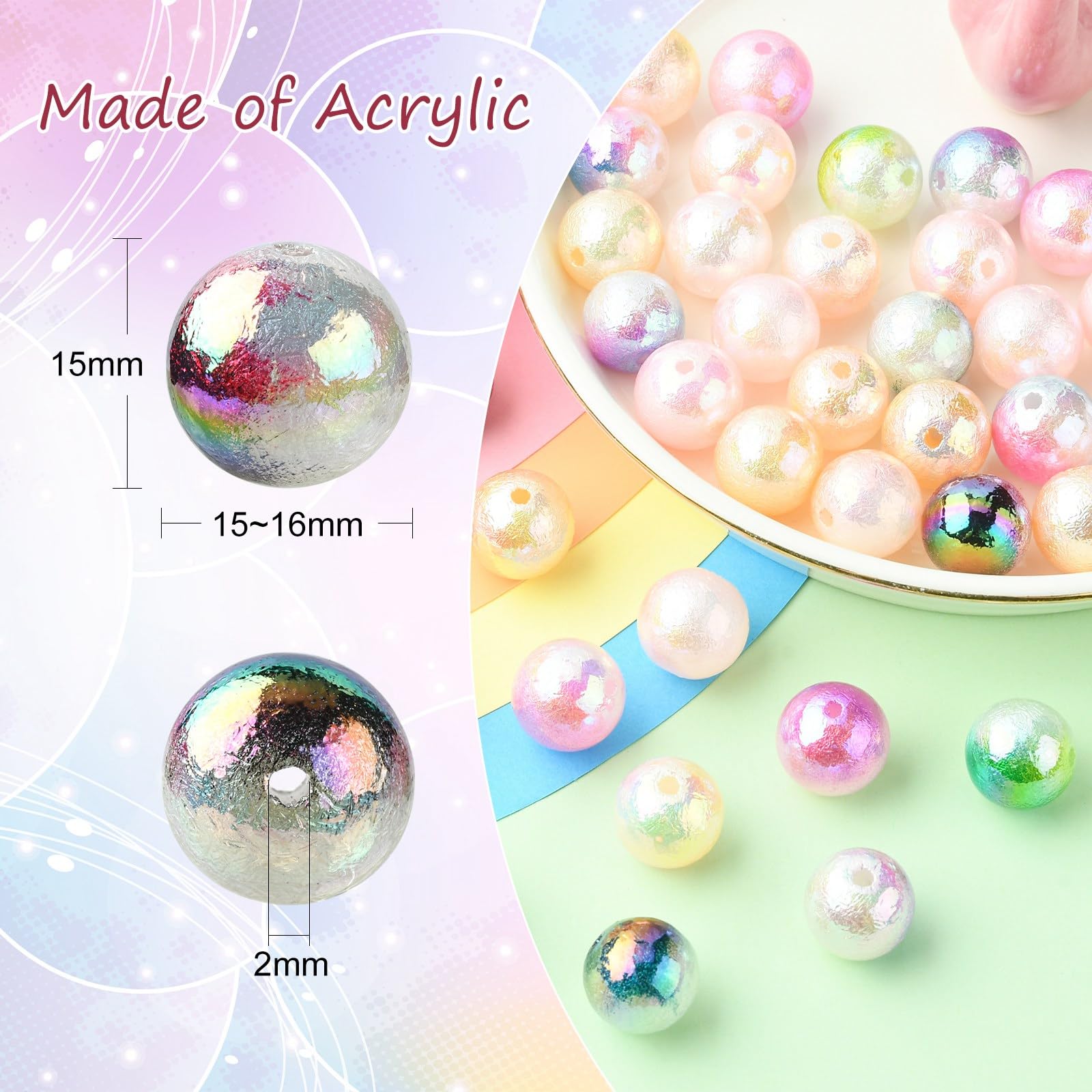 Perline In Acrilico Da 16 Mm – 50 Pezzi Rotonde Con Foro Da 2 Mm Per Gioielli Fai Da Te