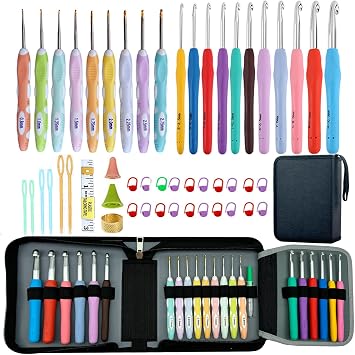 Mdoker 21 Sizes Crochet Hooks with Case,Ergonomic Hook for Arthritic Hand