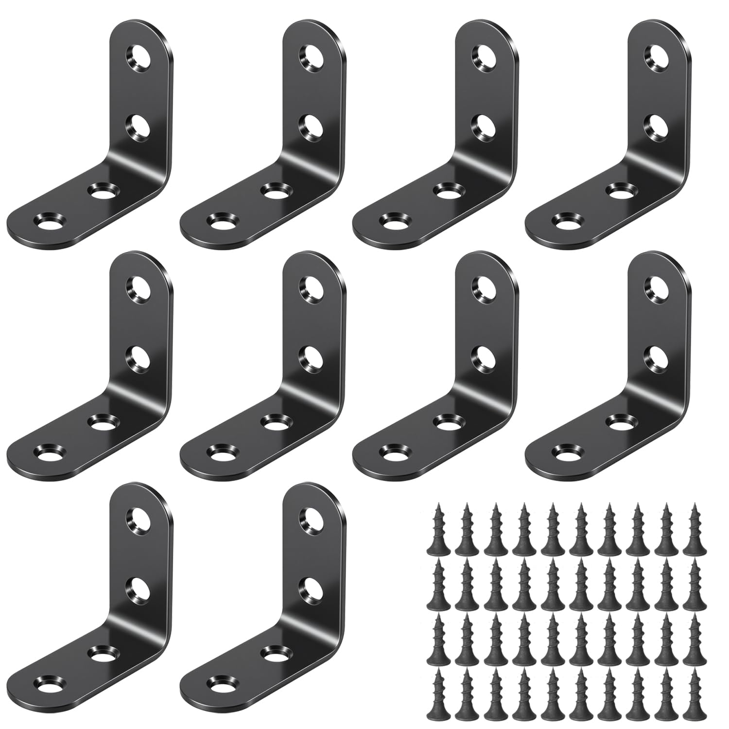 Angle Brackets for Shelves L Shaped Shelf Bracket Wall Corner Brackets Heavy Duty Weatherproof for DIY Furniture Fixations Corner 40x40 mm 10 PCS with 40 Screws