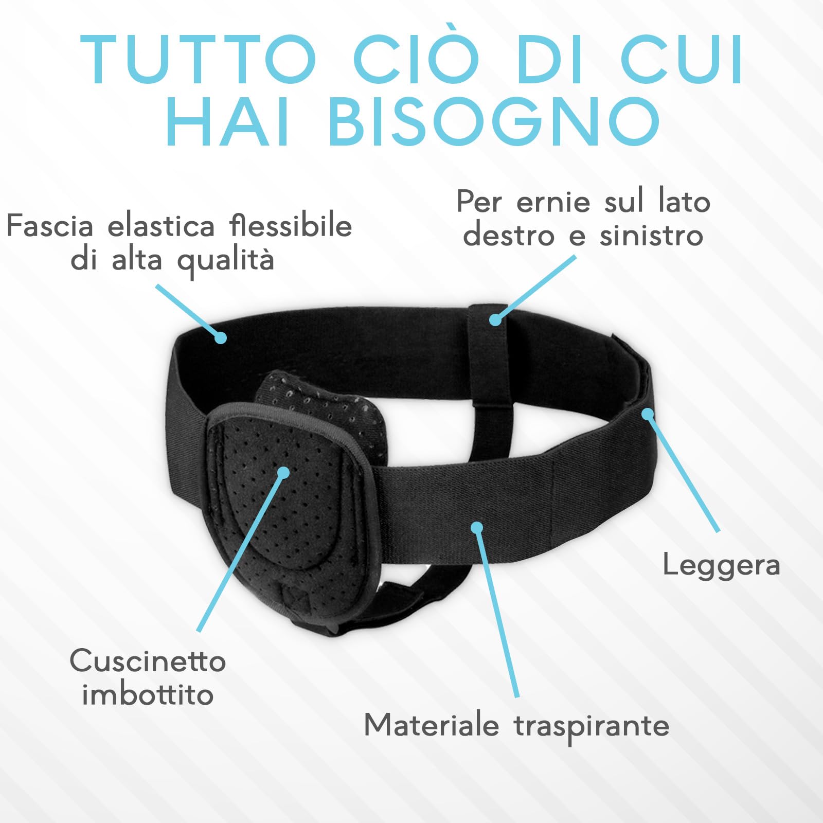 Fascia Ernia Inguinale ADAMSON | Cintura Regolabile Uomo | Supporto Post-Operatorio Lato Sinistro/Destro | Morbido Cuscinetto 5cm | Traspirante E Invisibile Sotto I Vestiti