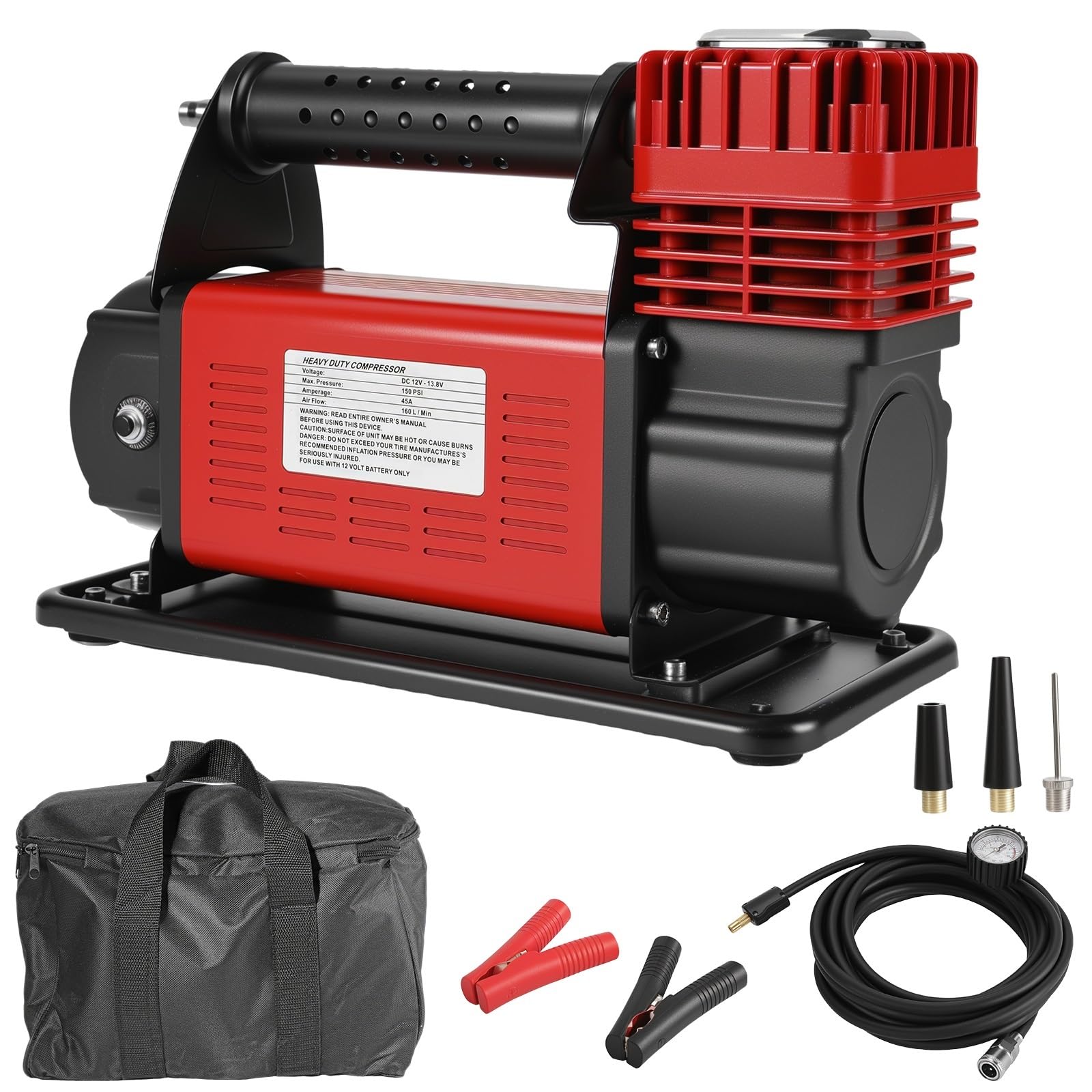 pompka do opon Inflator opon Kompresor Sprężarka powietrza Dwucylindrowa pompa powietrza 150PSI do samochodów ciężarowych Pasuje do samochodów i rowerów Przenośne kompresory powietrza