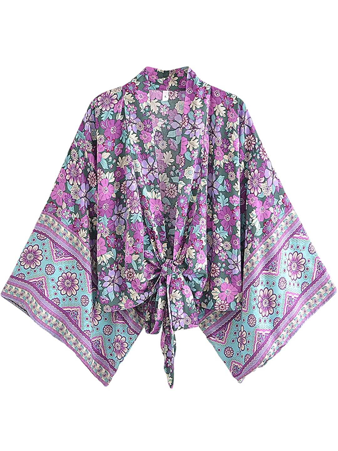 Disimlarl Costumi da bagno corti da donna kimono floreale maniche a pipistrello rayon bohemien bikini copricostume da spiaggia