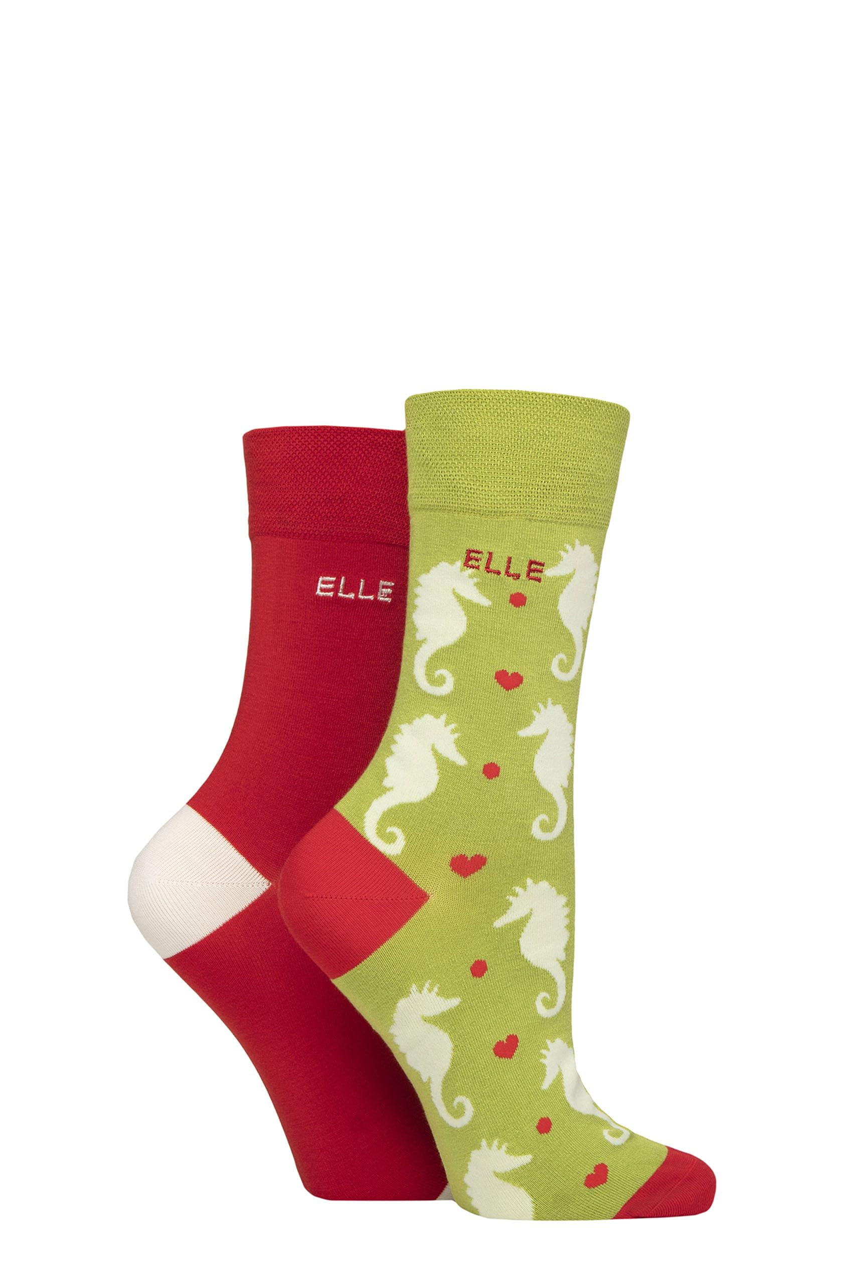 ELLE Ladies Soft, Breathable & Cooling Bamboo Patterned and Plain Colourful Socks in a Multipack of 2 Pairs (UK, Numeric, 4, 8, Regular, Regular, Coastal Joy)