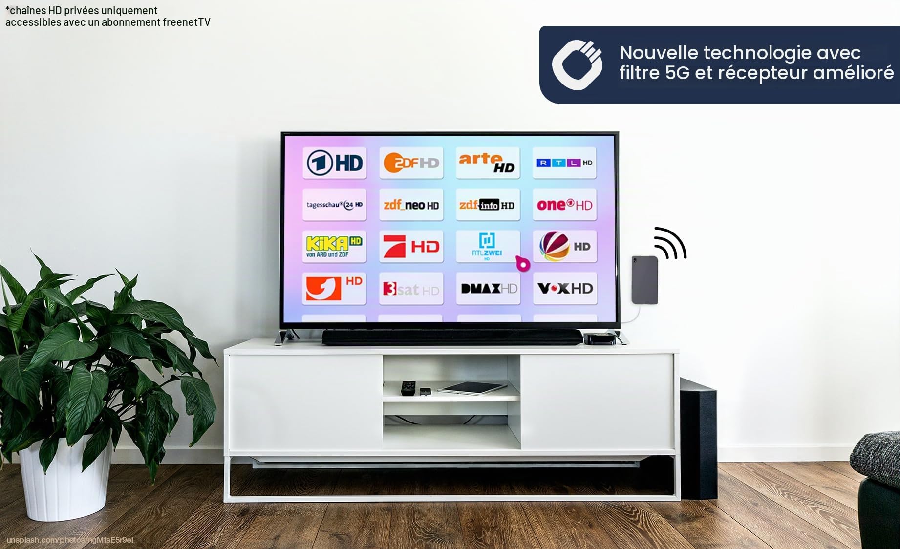 Oehlbach Scope Vision 5G DVB-T2 HD Antenne numérique d'intérieur avec amplificateur DVB-T2 actif successeur de notre vainqueur du test Avec filtre 5G, gris ardoise