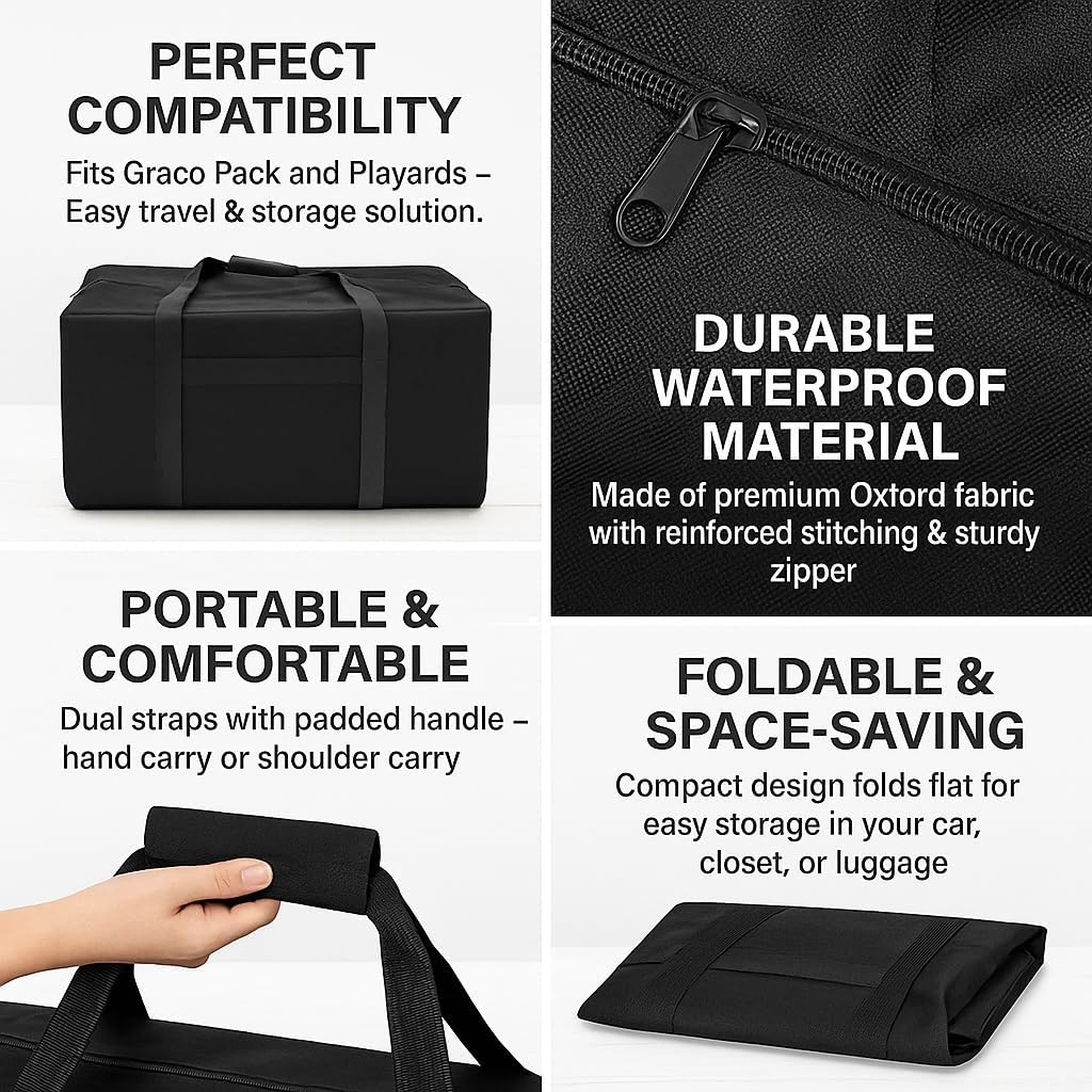Carrying Bag Compatible with Graco pack n play – Waterproof Lightweight Travel Duffle Bag for pack n play Playard, Replacement Storage Tote