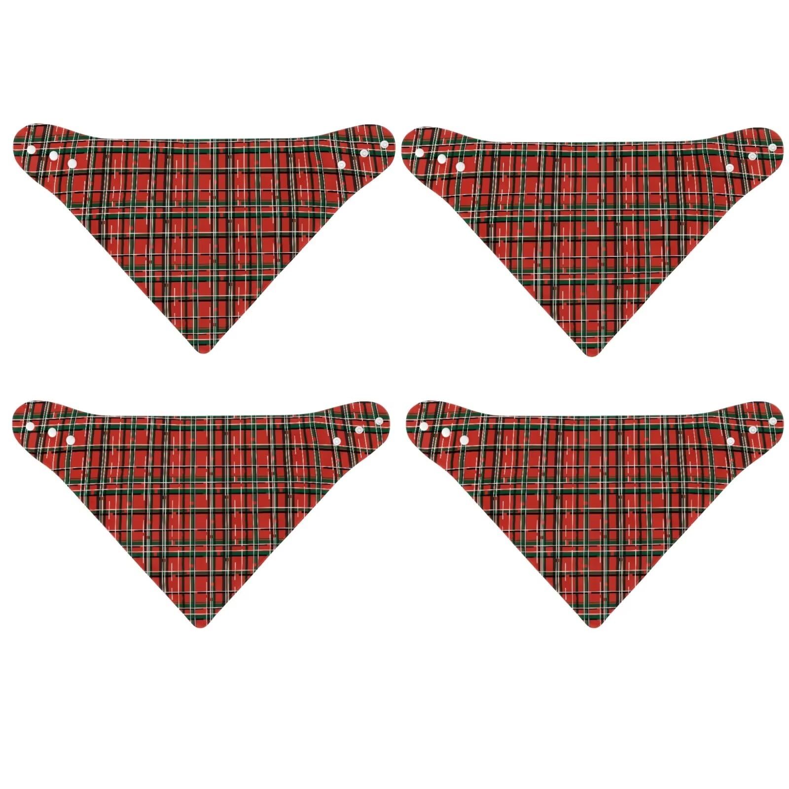 Qehuruxo Christmas Plaid Adult Bibs for Eating Washable Drool Bib Set of 4 Reusable Waterproof Clothing Protector Geriatric Supplies Easy Clean Large Bibs