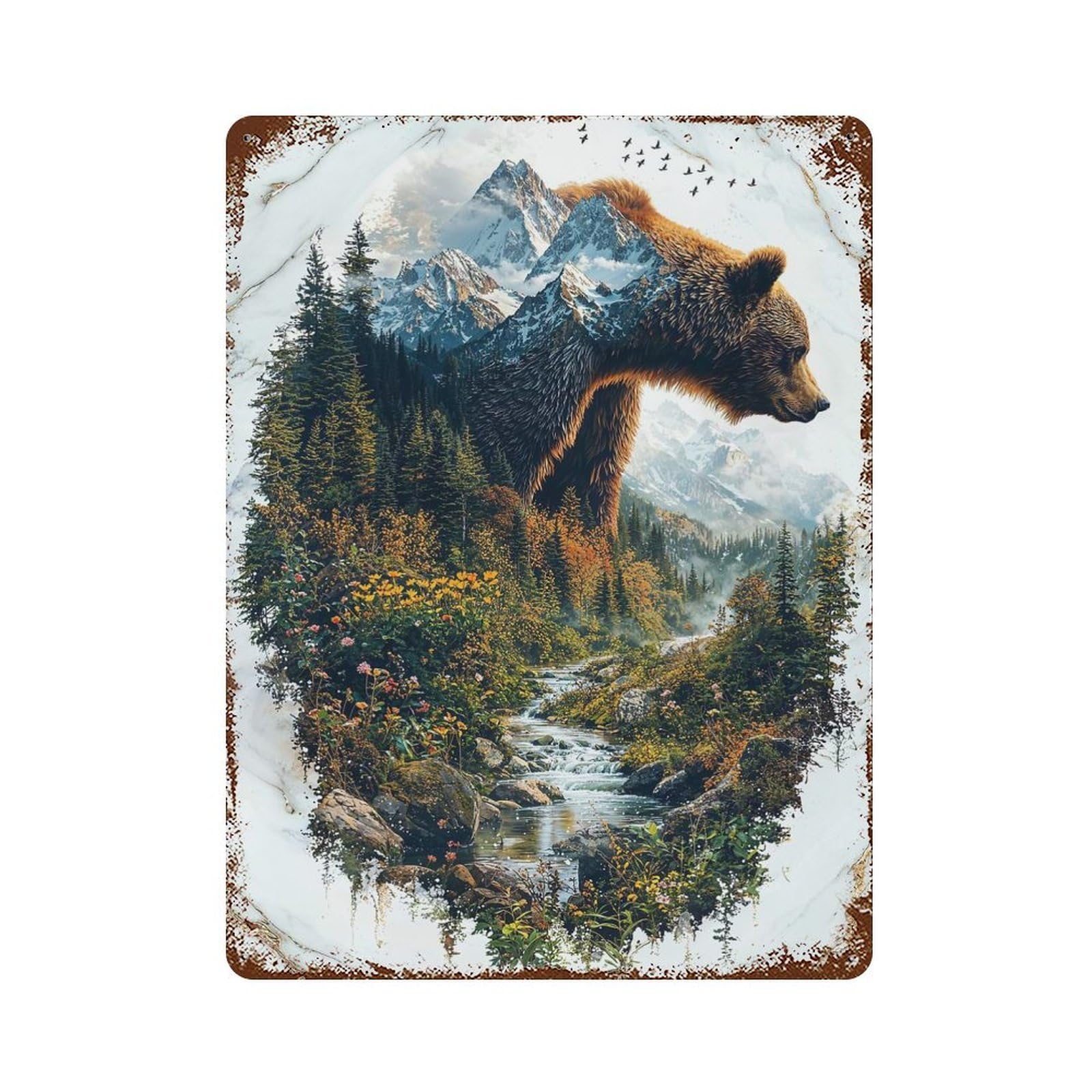 Garage Style The Solitary Wanderer Vintage Rust Metal Sign 15.7"x11.8", Rustic Home Decor for Bar And Workshop