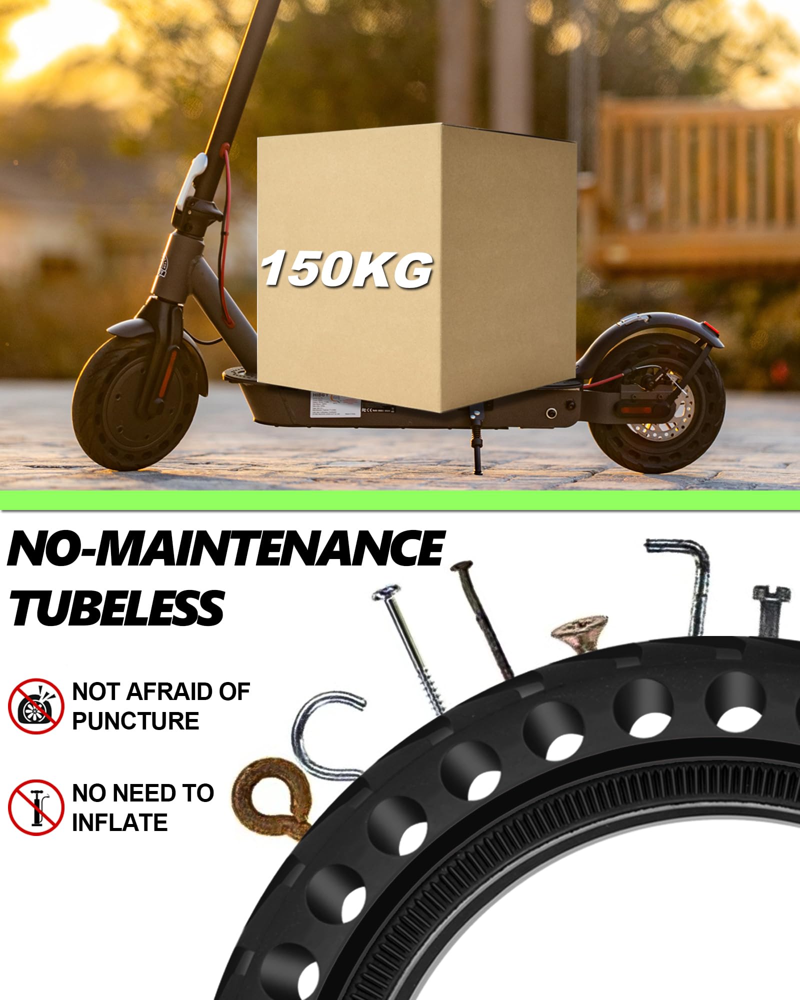 2 Pezzi Pneumatici 8,5x2,0 (50/75-6.1) Gomme Piene per Monopattino Elettrico, Compatibili con Xiaomi M365/Pro 2/3/3 Lite, Hiboy S2, Gotrax GXL V2/XR/APEX