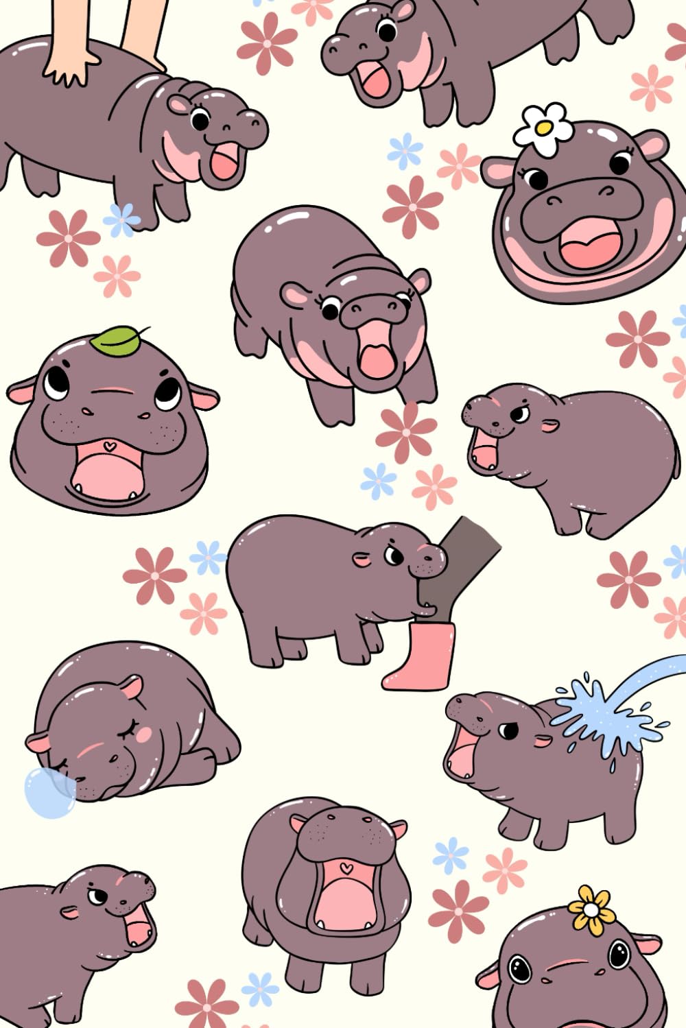 Moo Deng Cute Notebook: 6 x 9 inch - 120 pages | cute kawaii baby pygmy hippo animal Journal - Thailand Aesthetic.... for Kids, children, teens and adults