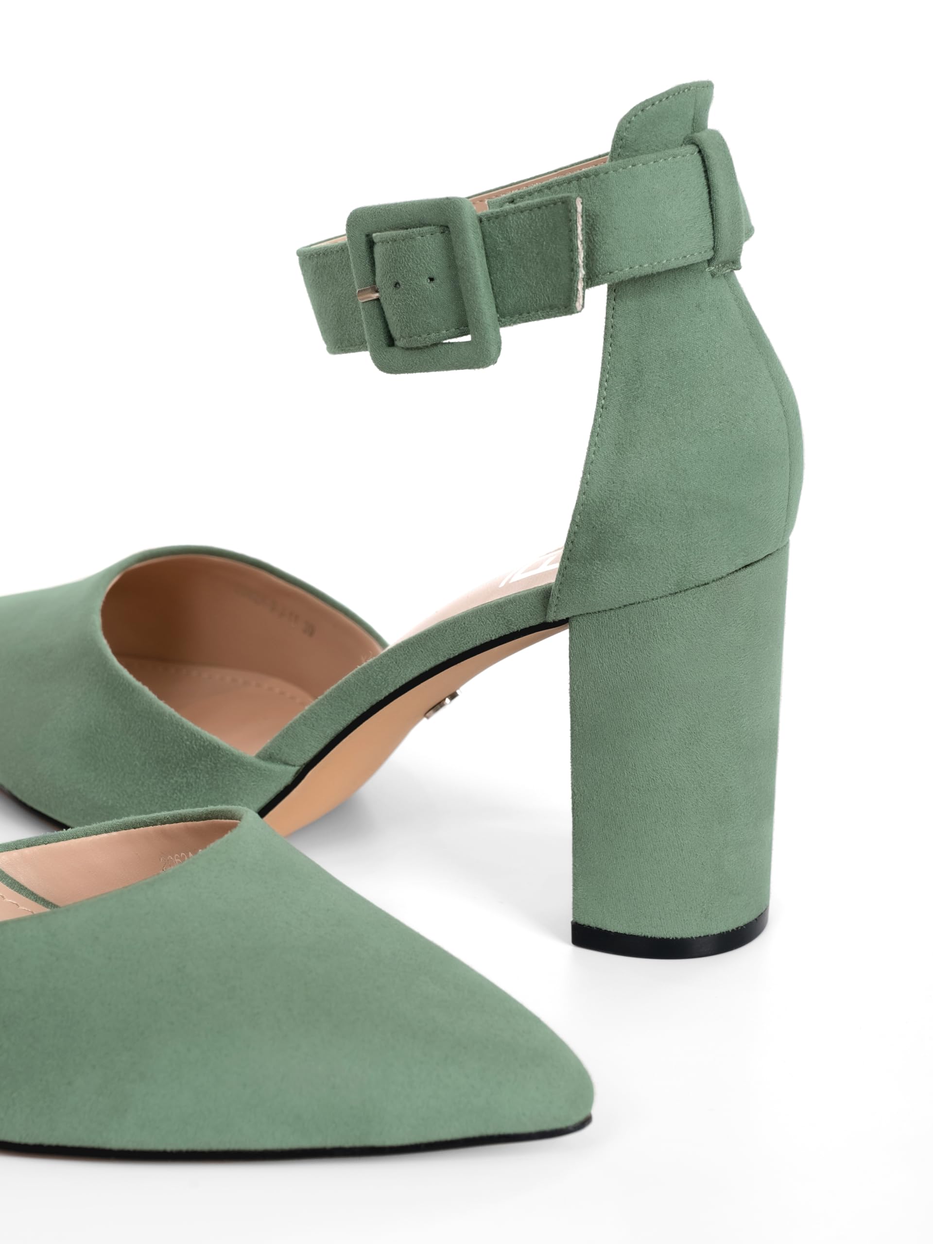 Tacones, 8.5 cm Tacón Bloque, Zapatos con Trasera, 8.5 cm Tacón Bloque, Blanco/Beige/Negro/Rosa/Verde/Gris/Rojo, Cuero sintético/Ante sintética, Zapatos Destalonados, Slingbacks, 2062A