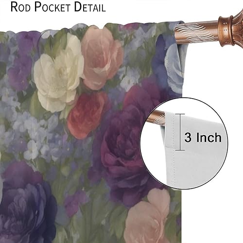 Miniatura 327 de Retro 70s Floral Blackout Window Curtains, Watercolor Flower Plant Rustic Modern Style Pattern Window Drapes, for Bedroom Living Room 42x45in 2