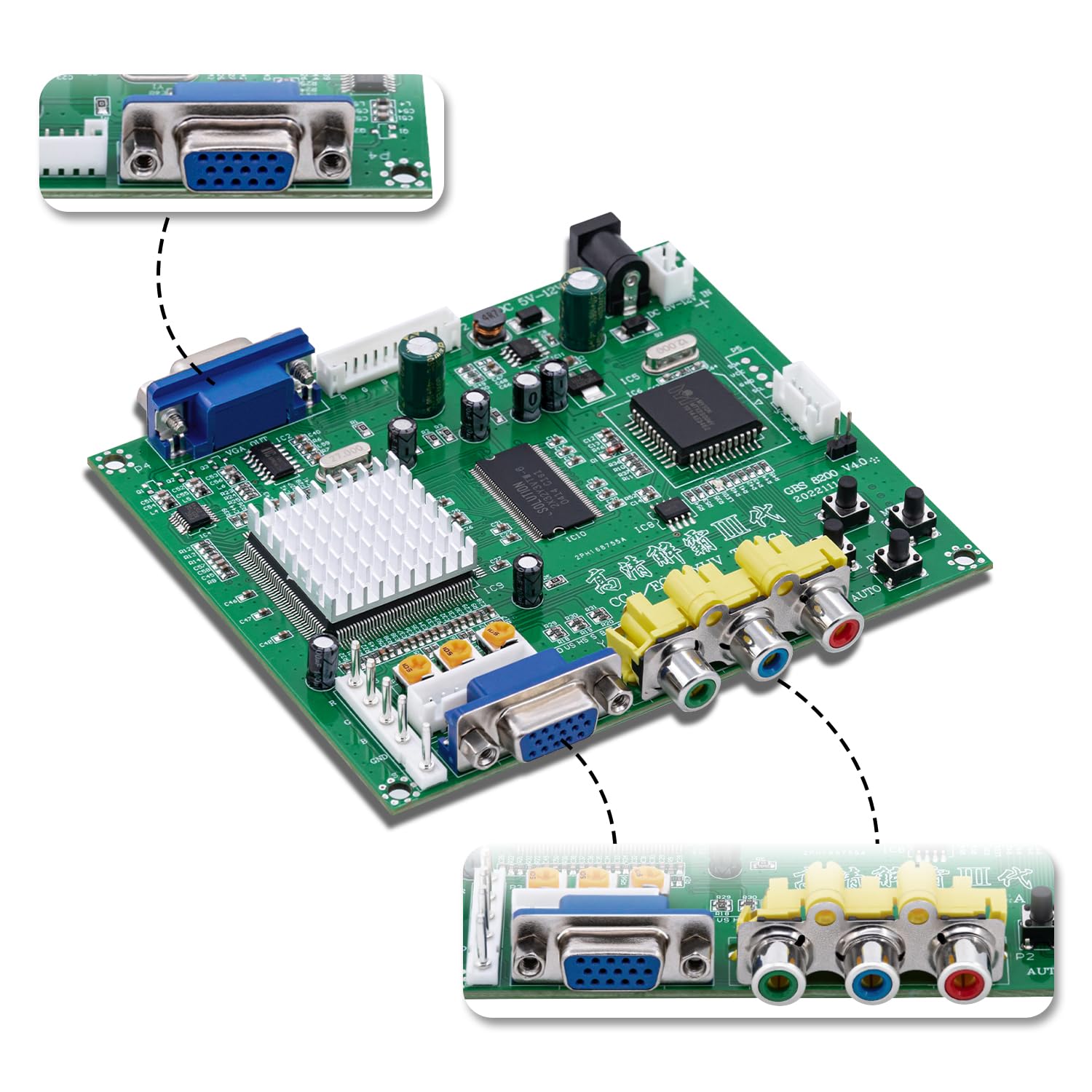 Mcbazel Juego de Arcade RGB/CGA/EGA a VGA HD Tarjeta de conversión de Salida de Video Juego para Arcade Game Monitor a CRT LCD PDP Projector