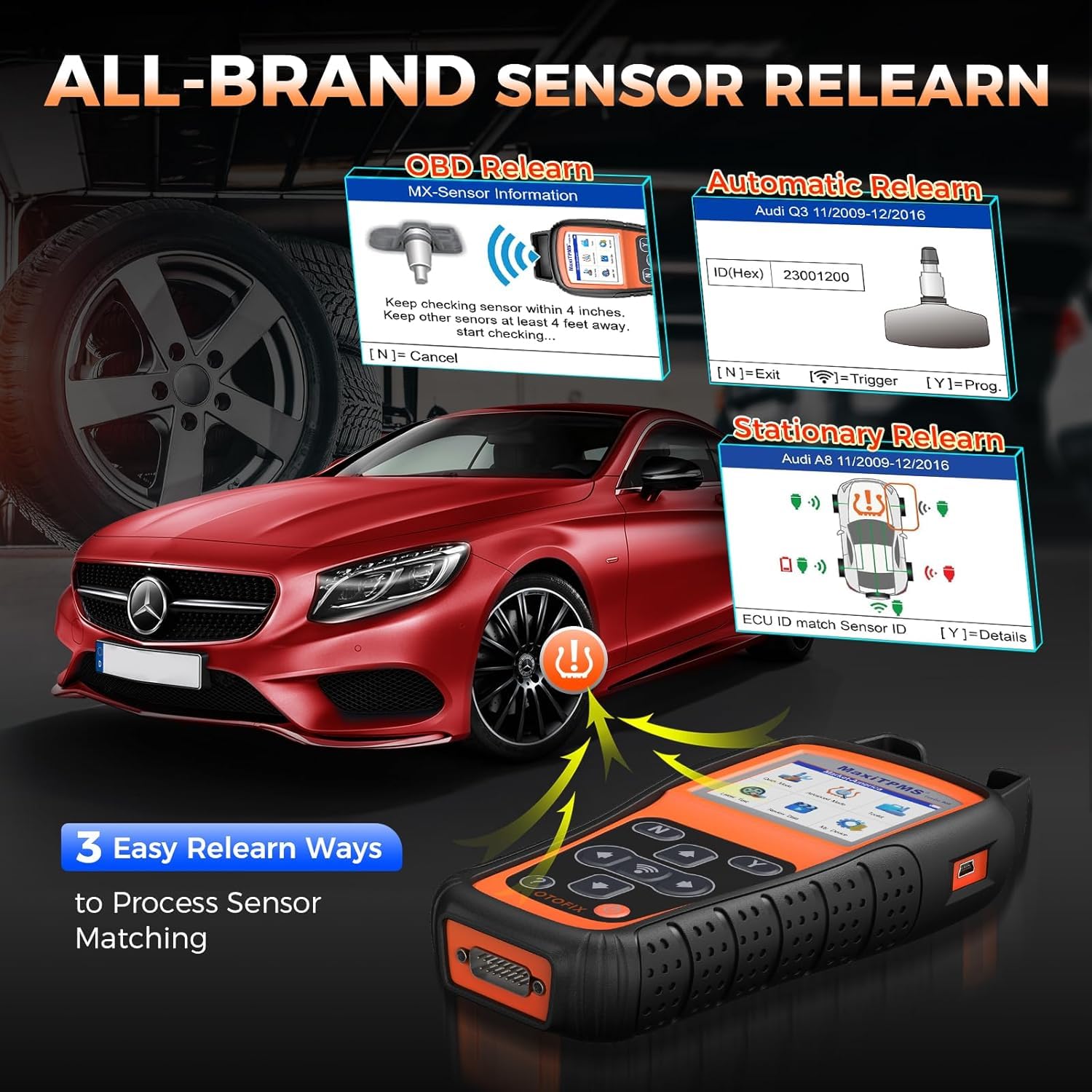 Herramienta de Programación OTOFIX TireGO 808 TPMS, Reaprendizaje, Activación de Todos Los Sensores, Programa MX-Sensor, Diagnóstico y Reinicio de TPMS, Actualización Gratuita con un Clic