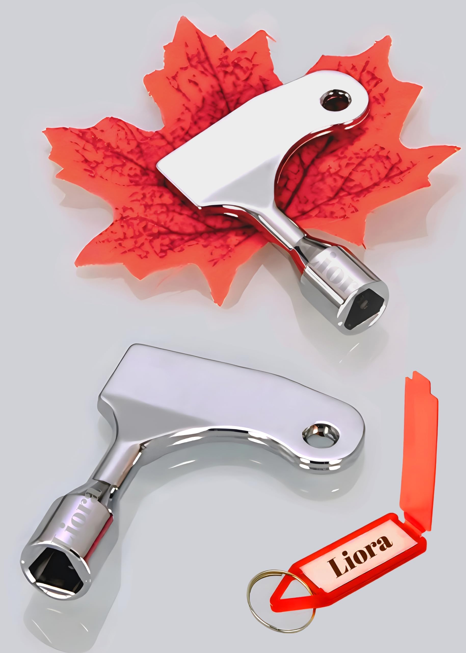 Triangle Socket Spanner Key 2pcs With Keychain Triangular Panel Lock Key Elevator Door key Lift Key Elevator Door Triangular Release Key