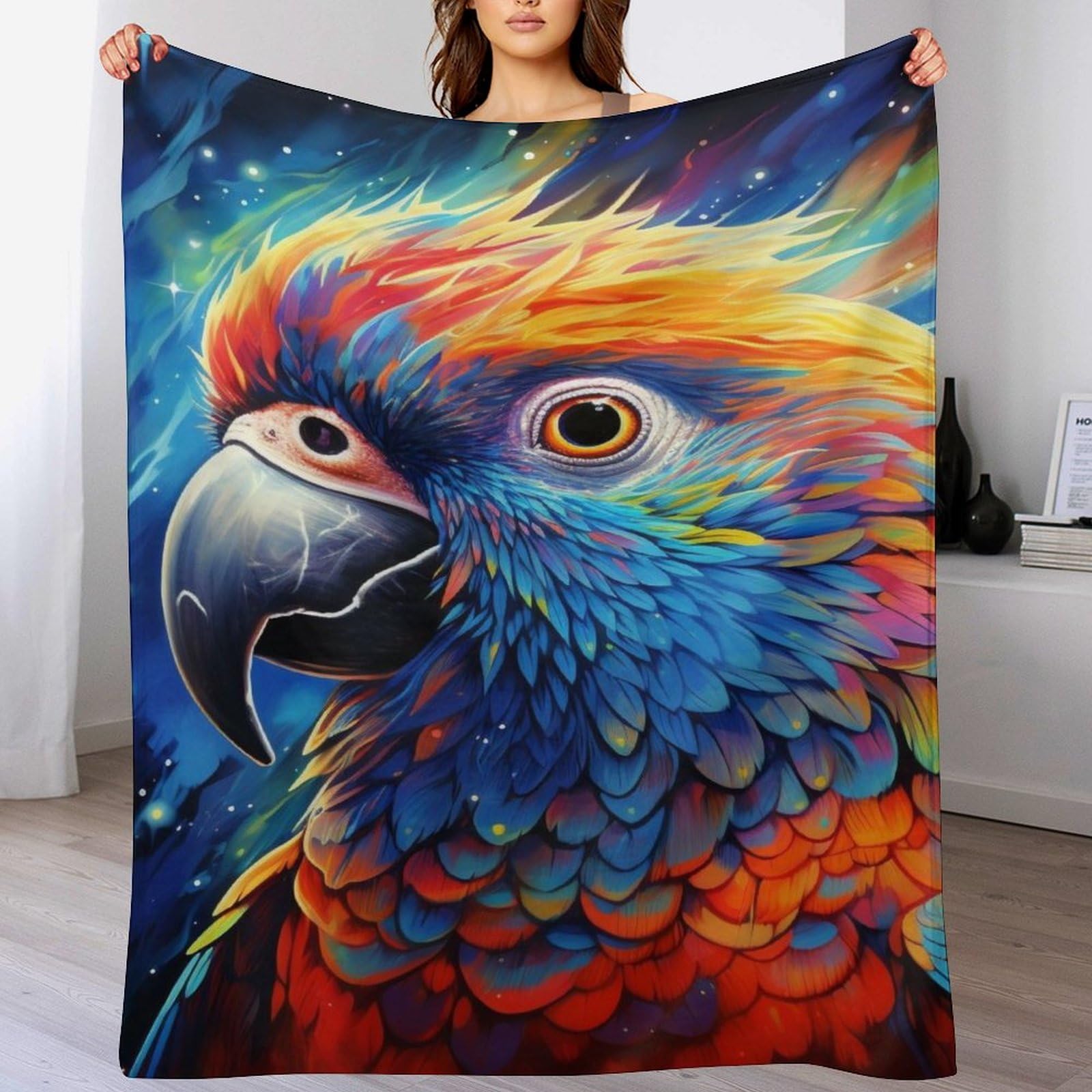 Couverture en flannel perroquet 180x200cm idéale pour vos soirées canapé