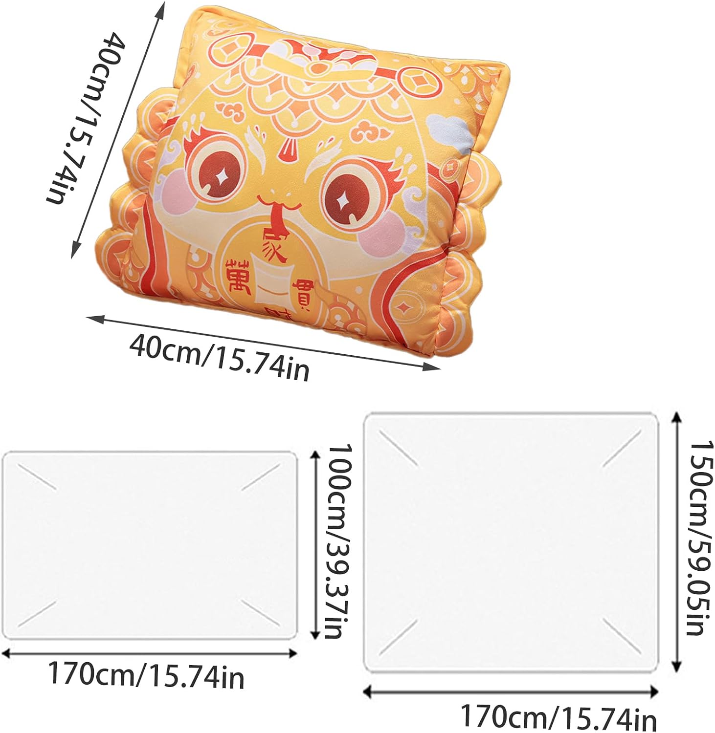 Snake Mascots Pillow Blanket Double-use 3in1 Office Naping Folding Shawl Small Air Conditioning Car Cushions Air Conditioning