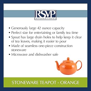 RSVP Large Stoneware Chai Teapot -Microwave & Dishwasher