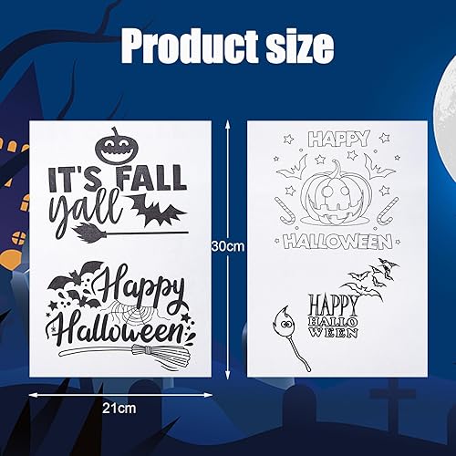 Miniatura 2 de Estabilizador soluble en agua de Halloween para bordado, 4 estabilizadores de lavado para bordado de tela y estabilizadores de bordado de puntada