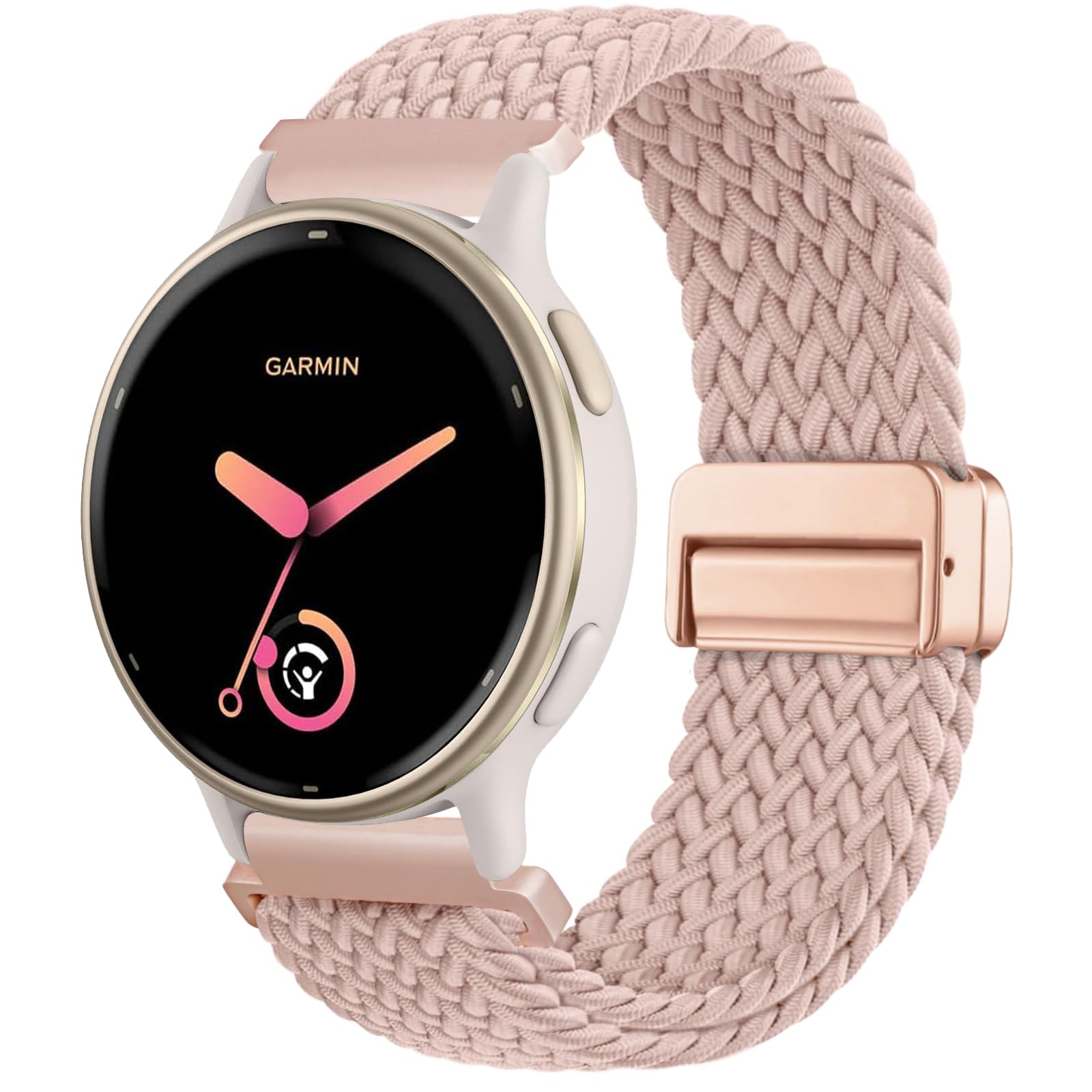 CUNUJIX Braided Bracelet Replacement for Garmin Vivoactive 6/Vivoactive 5/Vivoactive 3/Venu 2 Plus, 20 mm Magnetic Stretchy Nylon Fabric Strap for Garmin Forerunner 55/245/645 Men Women, Nylon, No
