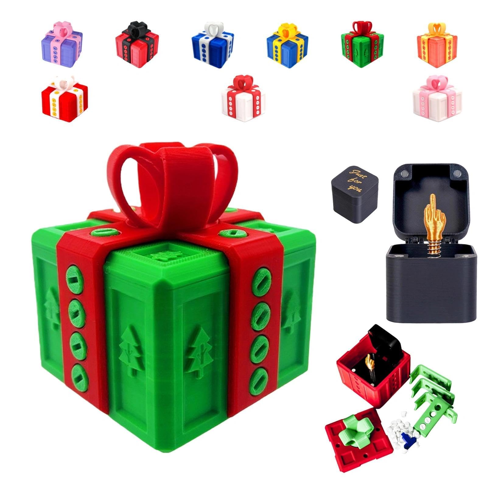 The Prank Box – Hilarious Screw Challenge with Middle Finger Surprise, The Annoying Present with Middle Finger, Prank Gift Box for Birthday, Christmas, Halloween(Green Red)