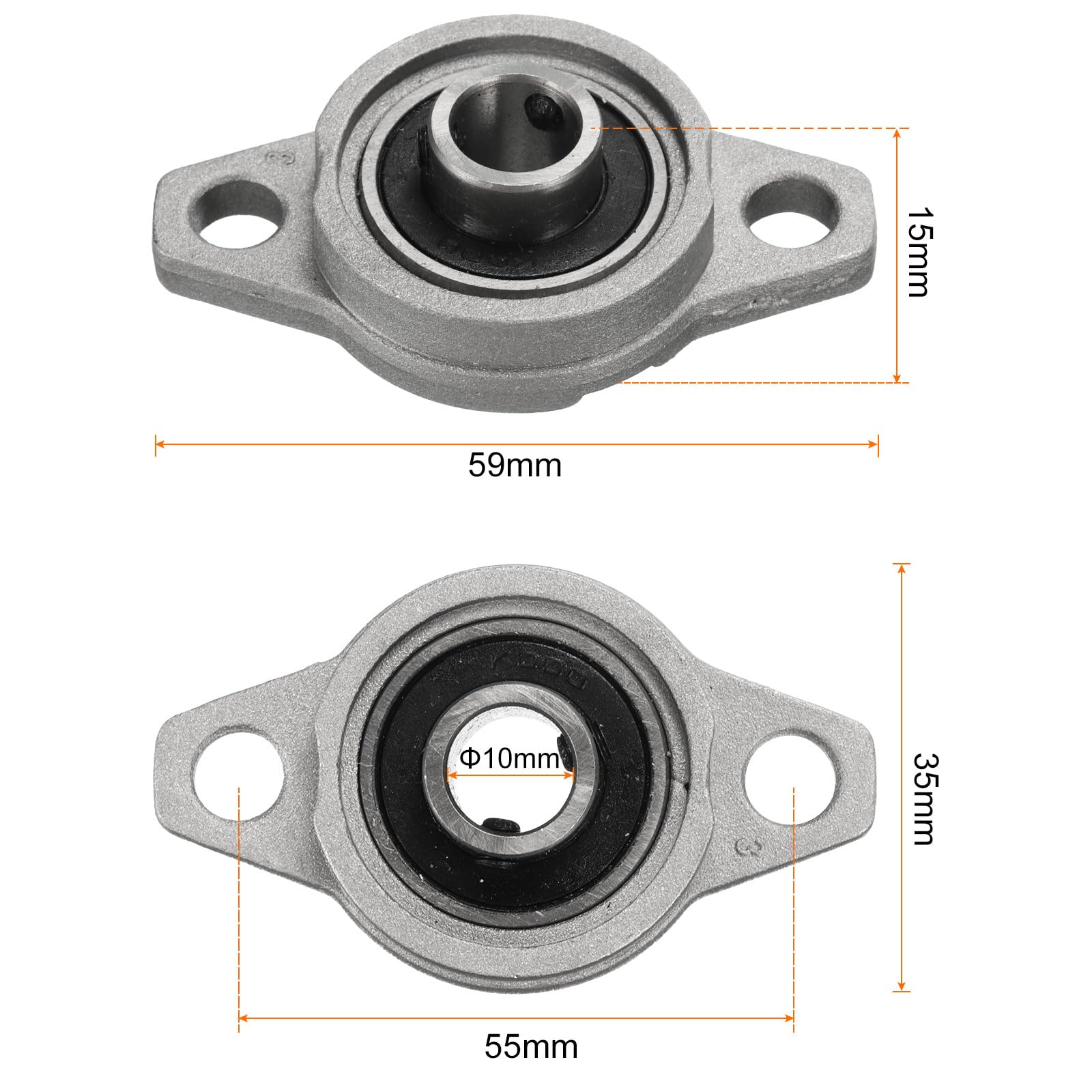 sourcing map Lot de 4 roulements à billes KFL000 à bride - alésage de 10 mm - En alliage de zinc - Roulements auto-alignés montés sur bride