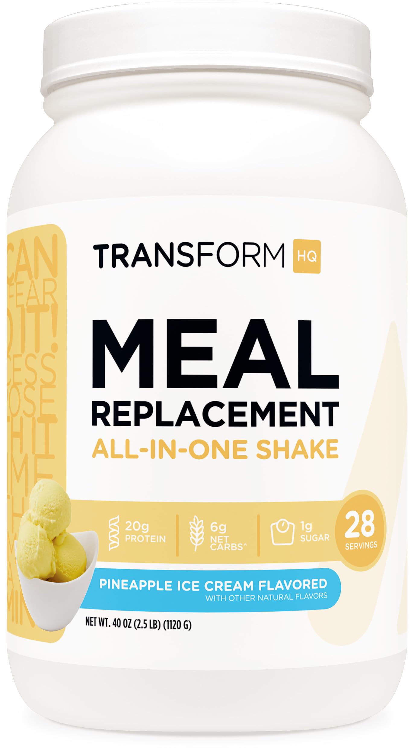 TransformHQ Meal Replacement Shake Powder 28 Servings (Pineapple Whip) - Gluten Free, Non-GMO