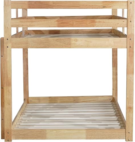 Miniatura 63 de Litera baja individual sobre individual, base de cama de madera maciza con escalera y barandillas de seguridad, literas individuales para niños y