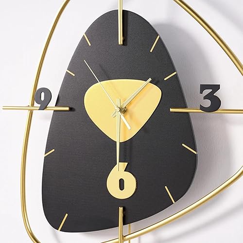 Miniatura 7 de homary Reloj de pared moderno con péndulo de metal silencioso, relojes grandes escandinavos creativos para decoración de sala de estar (negro)