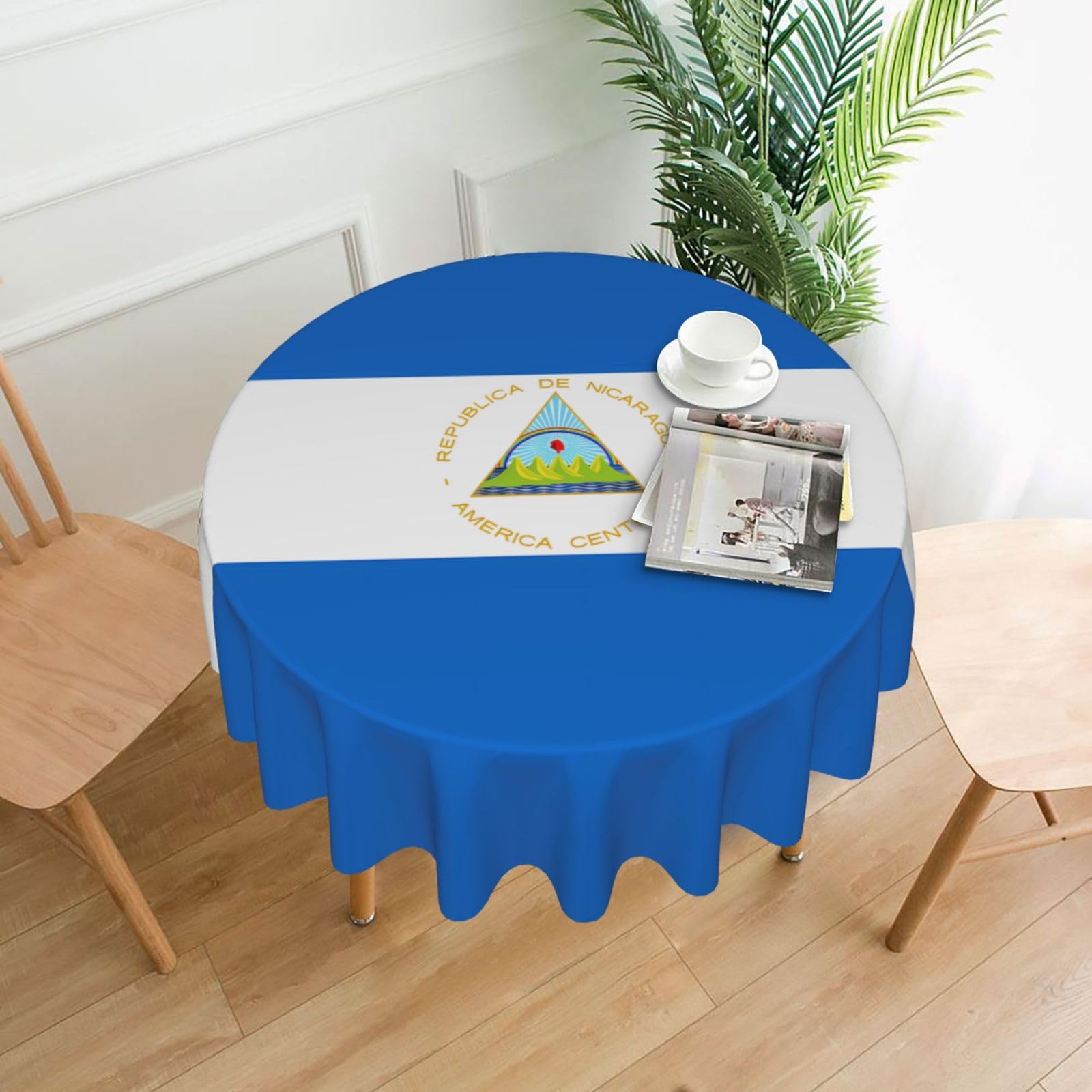 MROWYC Flag of Nicaragua Printed Practical Round Tablecloth, Durable, Suitable for Home, Restaurant, Hotel, Gathering, and Decorative Table Covers