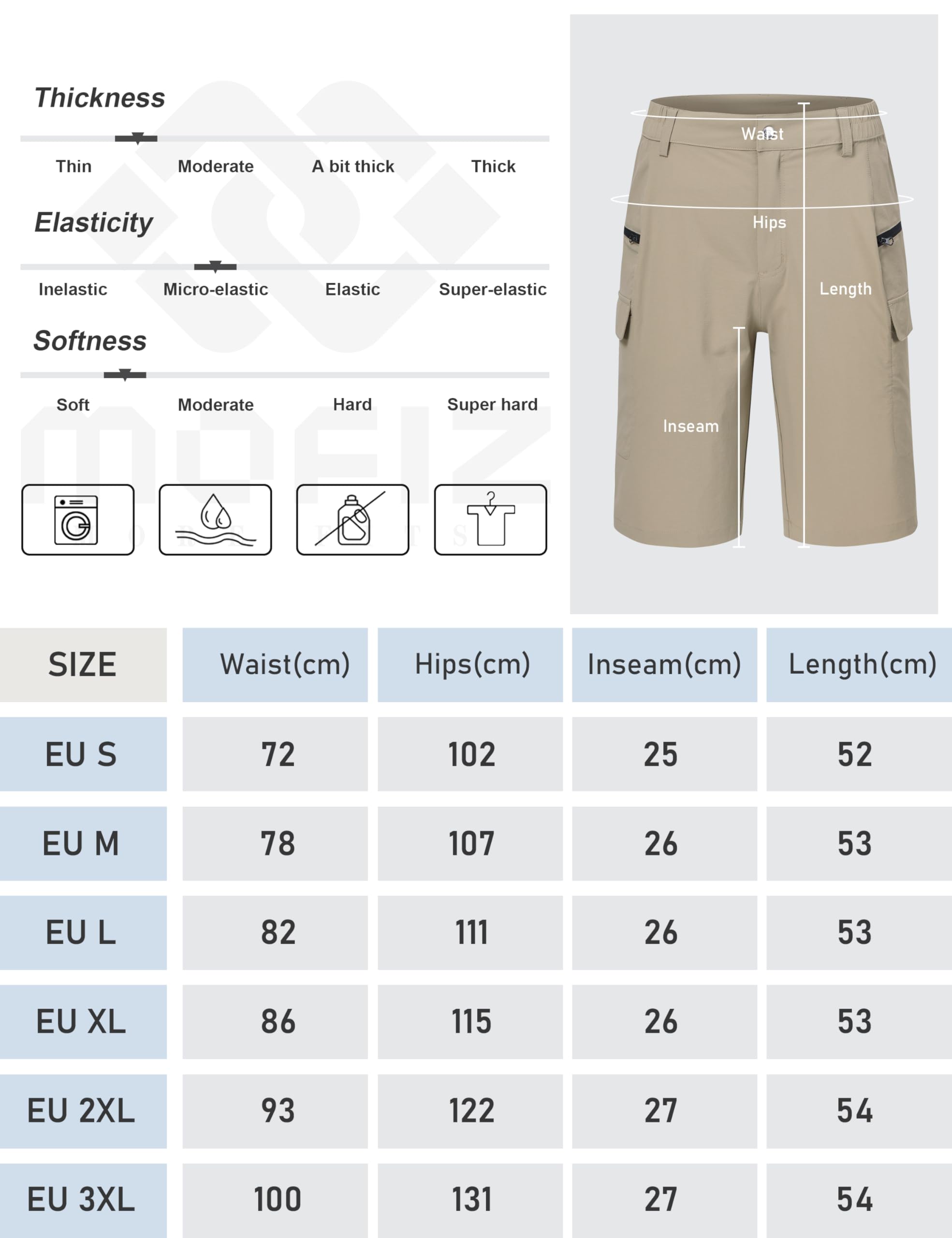 MoFiz Pantalones Cortos Cargo para Mujer Trekking Corto Verano Ligeros Cintura Alta Impermeables Bermudas Shorts con Bolsillo Cremallera