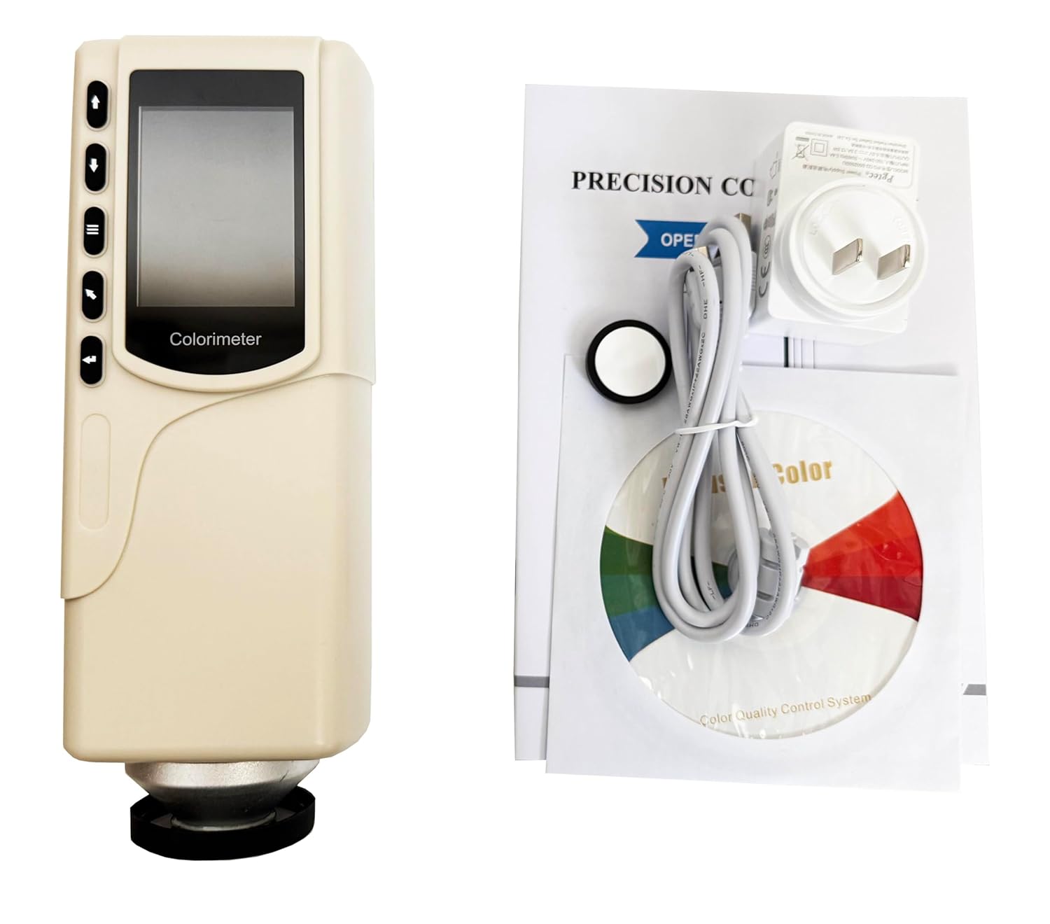 Handheld Colorimeter Large Aperture Φ20mm Color Analyzer for Testing Surface Stripe and Wet Products with Color Difference Formula △E*ab △L*a*b* △E*C*h* Rechargeable Lithium-ion Battery