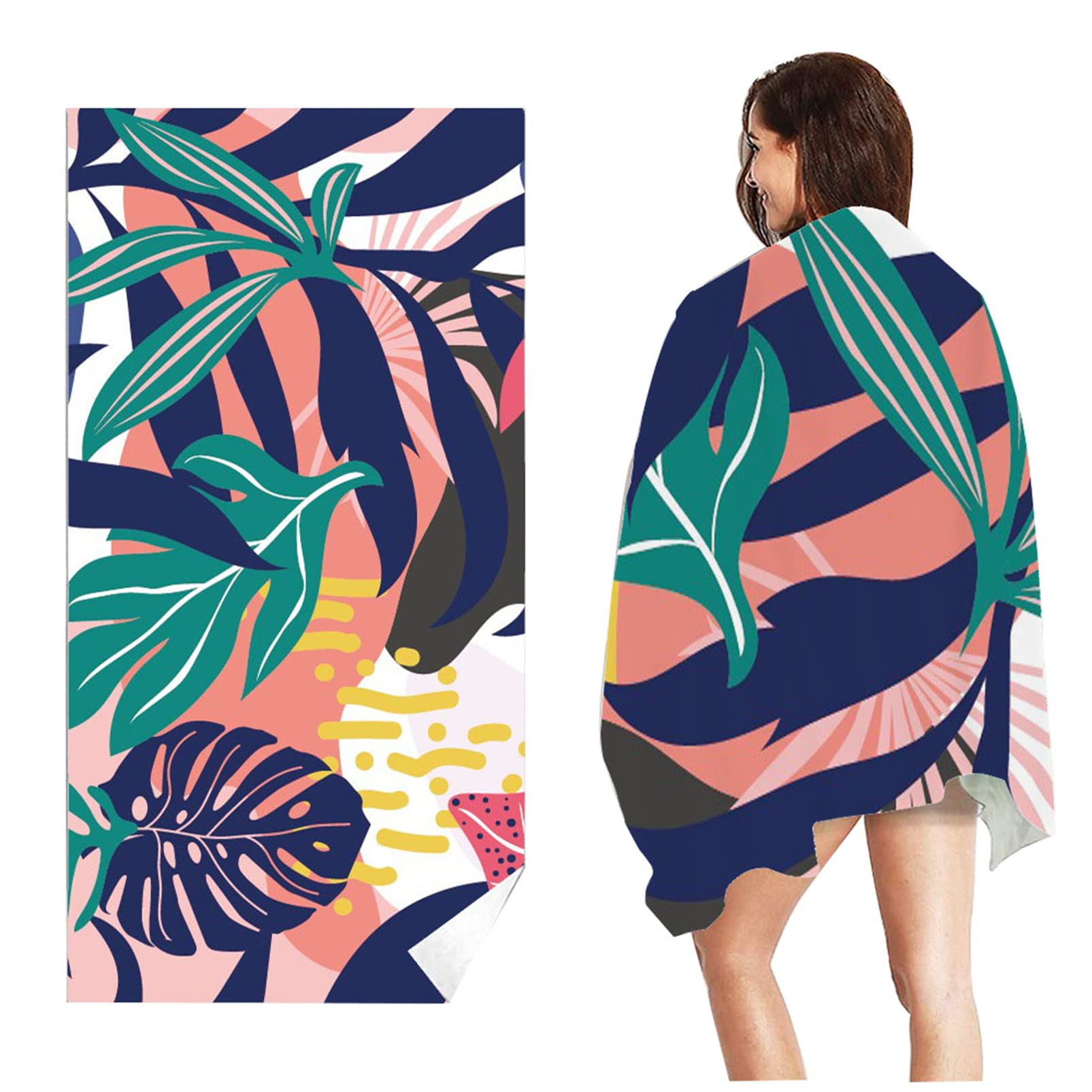 Beach Towel, Double Sided Fleece Quick Dry Beach Towel Printed Microfiber Beach Swimming Bath Towel (A-1)