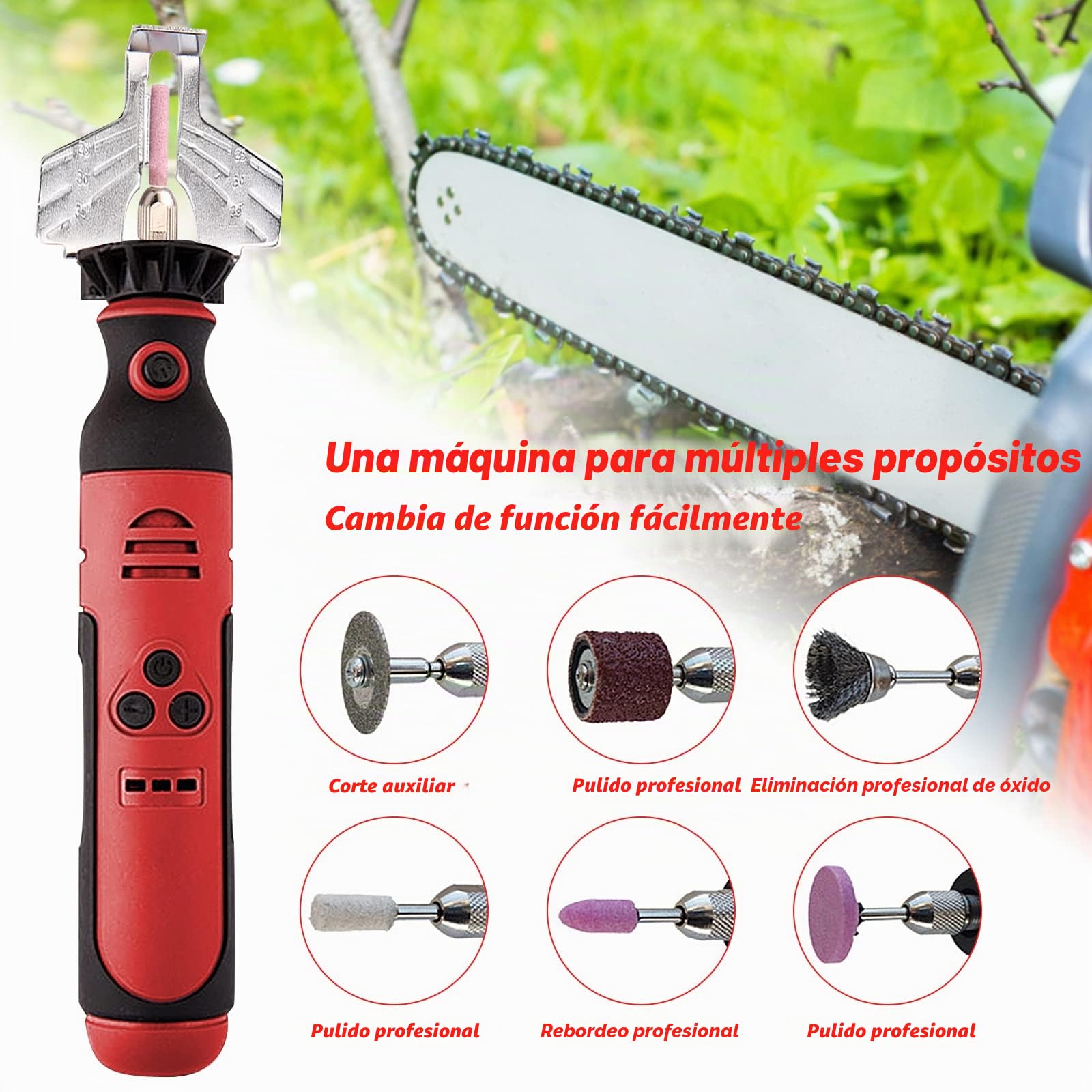 Afilador de motosierras eléctricas, inalámbrico USB, afilador de cadena de motosierra, mini lijadora de cadena, para lijar cadenas, pulir jade de madera