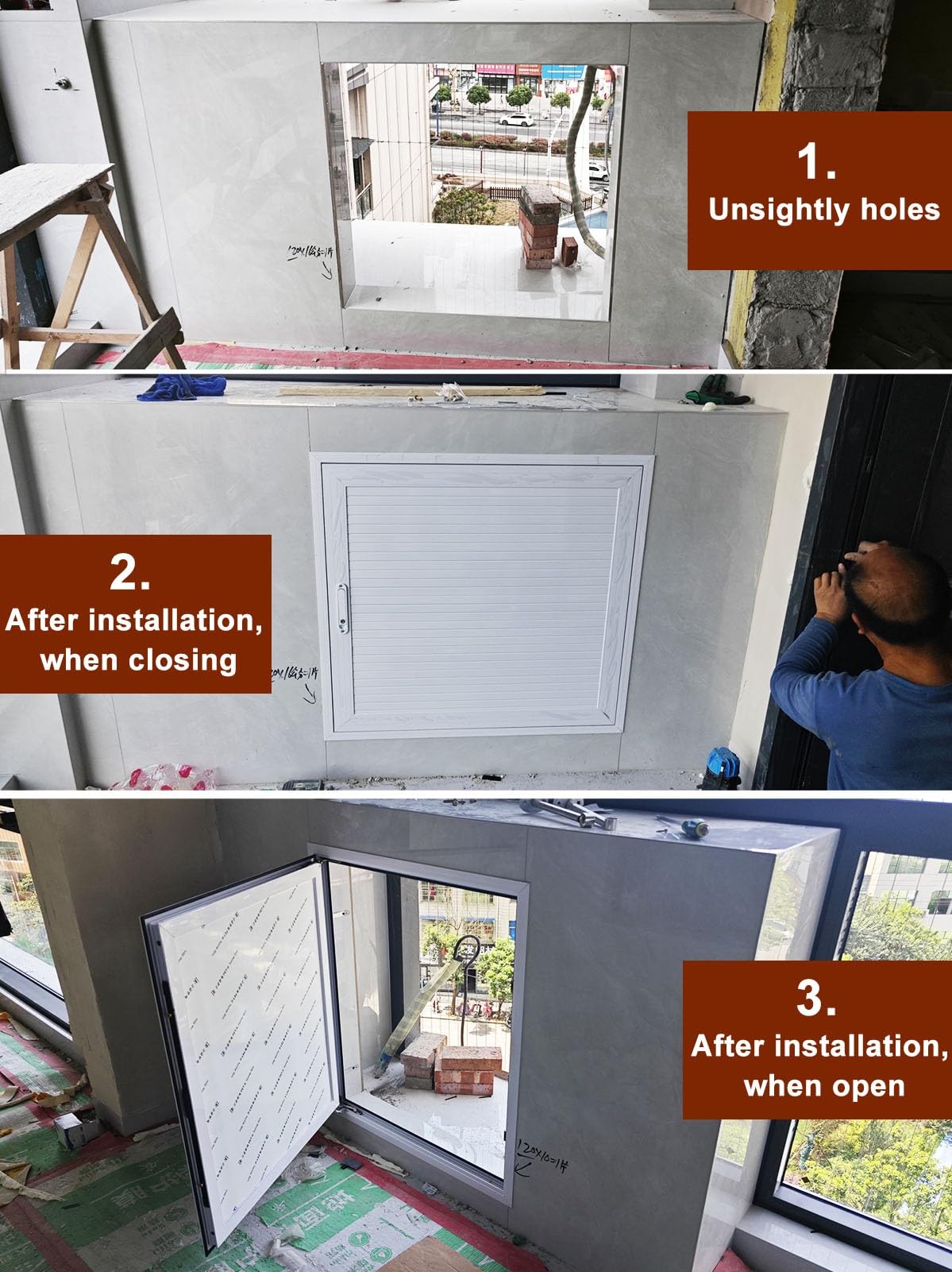 Revisionsklappe Trockenbau Akustische Wand-Revisionsklappe mit Lamellen, Schalldämmende Inspektionstür aus Aluminiumlegierung für HVAC, Sanitär(White,18x36in(46x91cm))