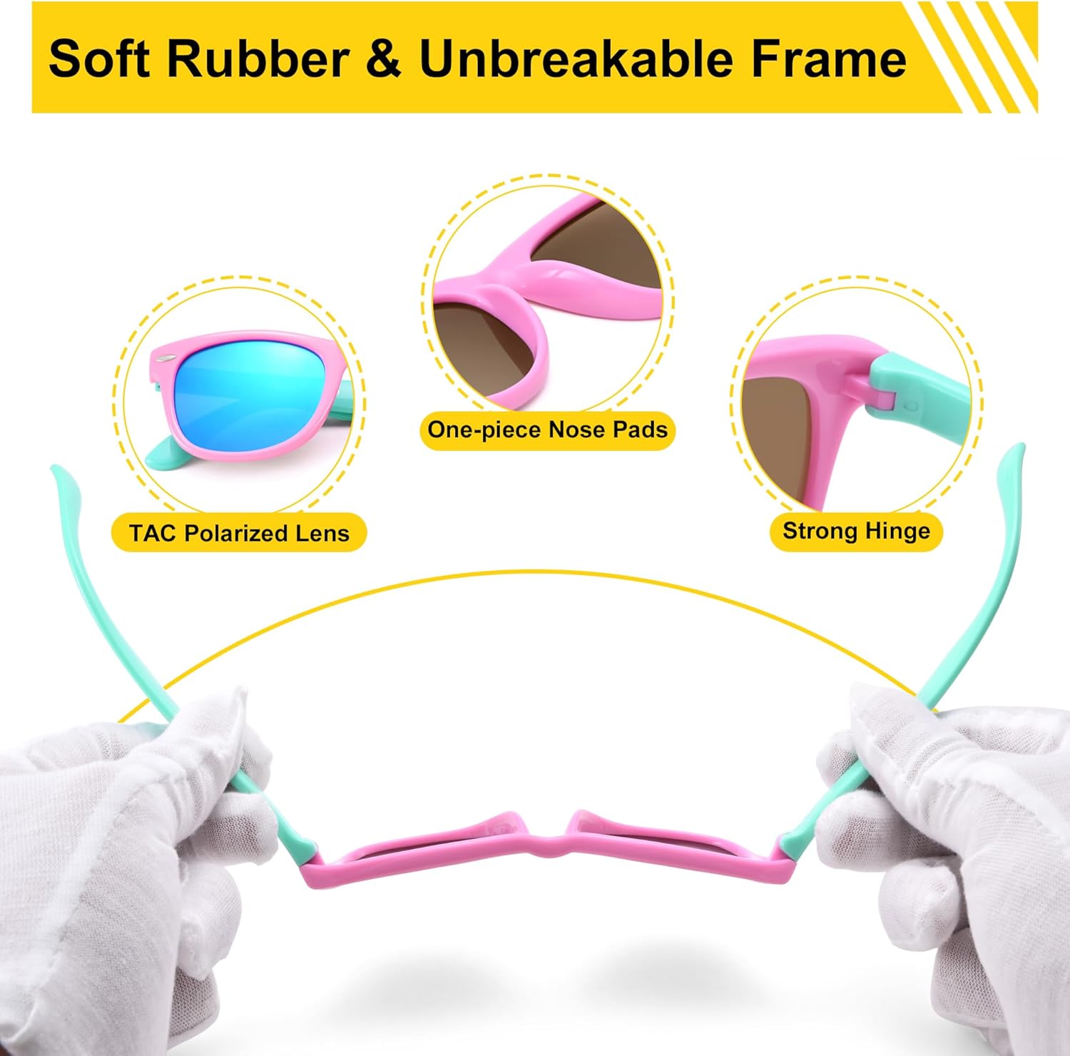 AZorb Kids Polarized Sunglasses TPEE Rubber Flexible Frame for Boys Girls Age 3-8, 100% UV Protection - Image 3