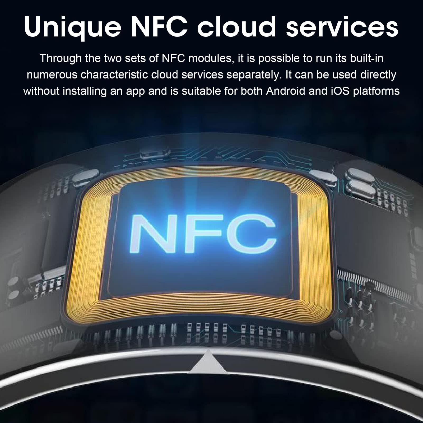 KIMISS R4 Smart Ring, Waterproof Ceramic NFC Ring for &, Advanced Circuit Structure, High Frequency Range, Quick Triggering, Sharing Cloud Information, No Battery Needed.